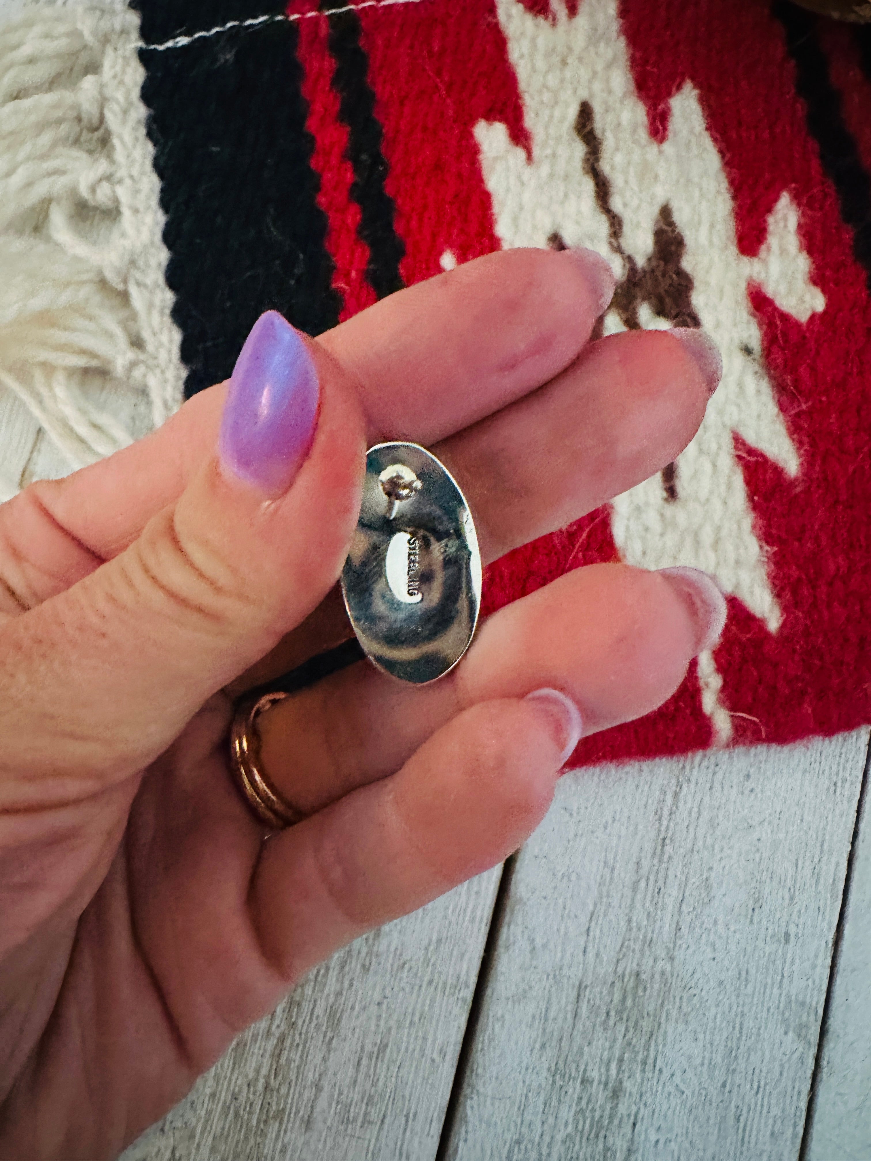 Handcrafted Sterling Silver And Charoite Stud Earrings