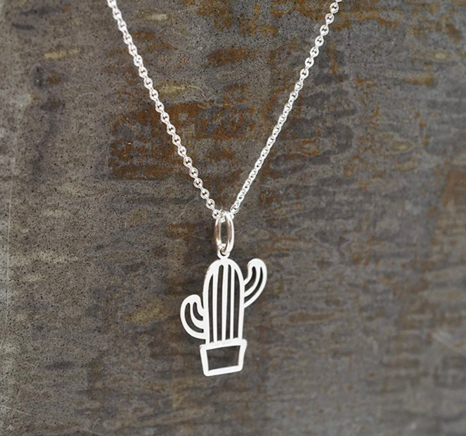 Saguaro Sterling Silver Cactus Necklace