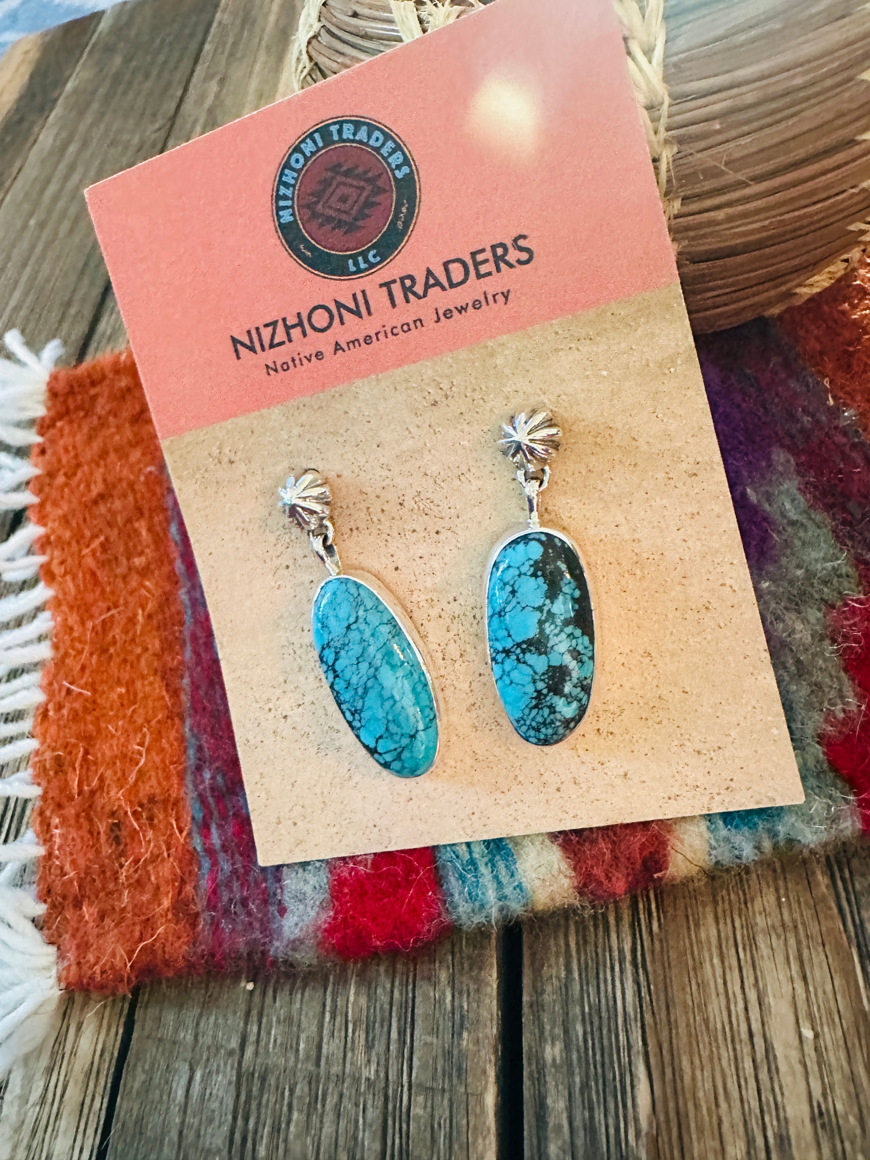 Handcrafted Kingman Turquoise & Sterling Silver Dangle Earrings