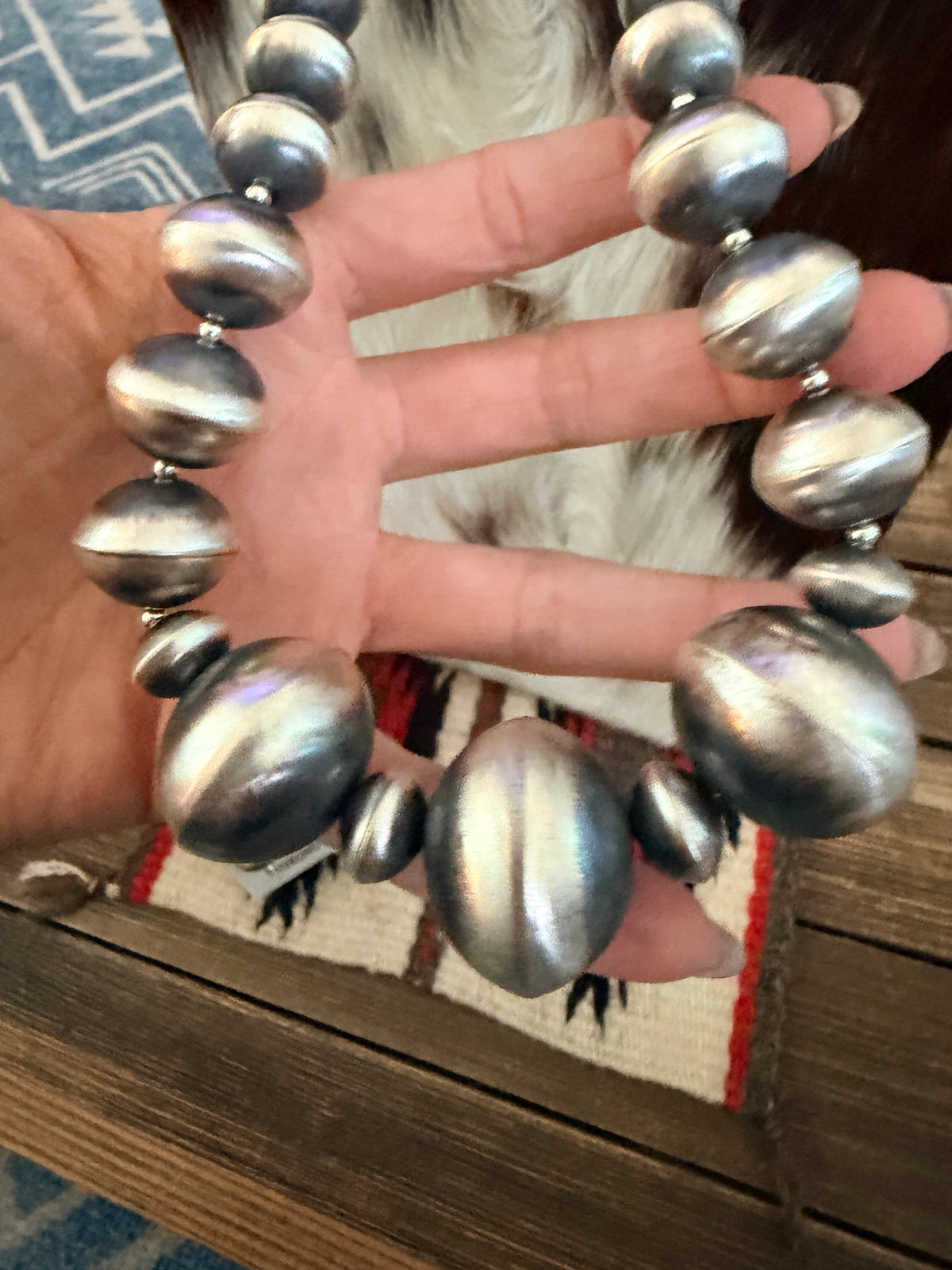 Handcrafted Sterling Silver Beaded Necklace and Earring Set