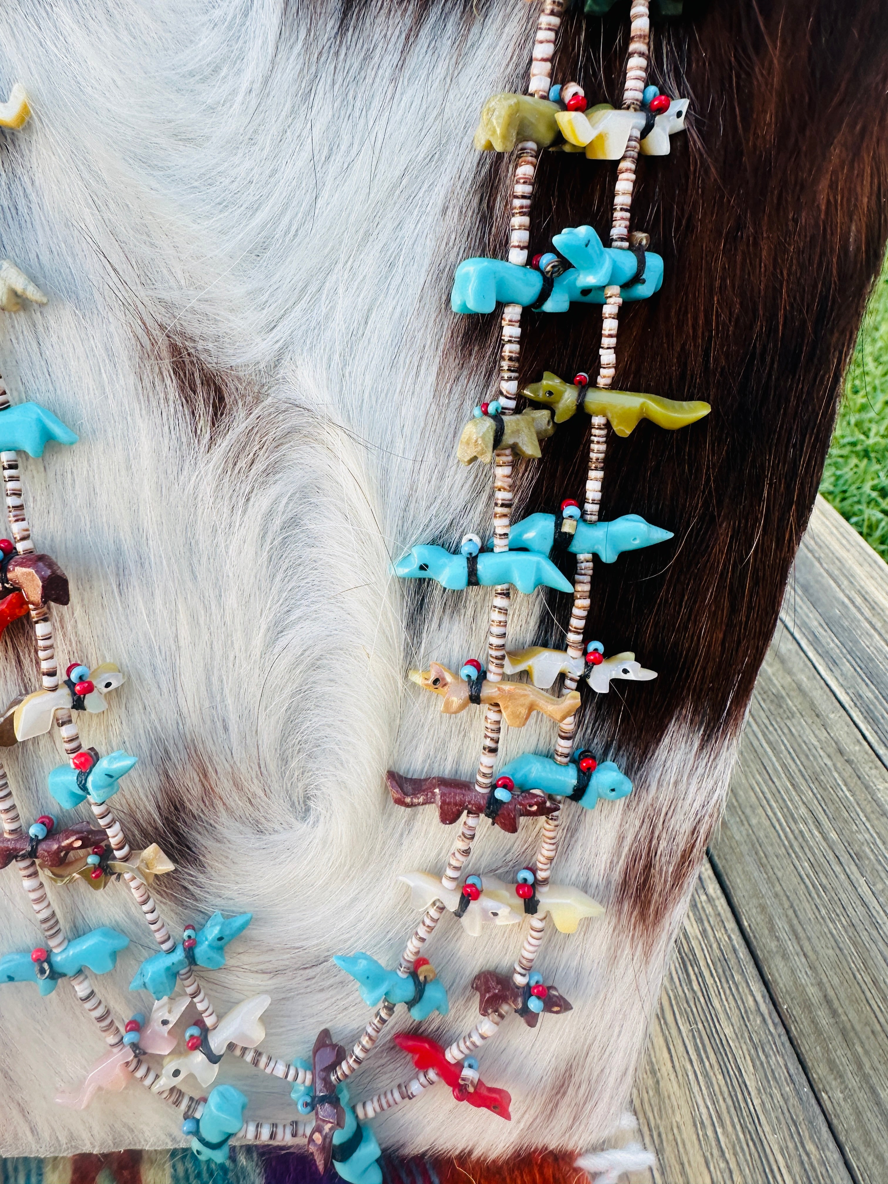 Old Pawn Handcrafted Multi Stone Fetish Beaded 28” Necklace