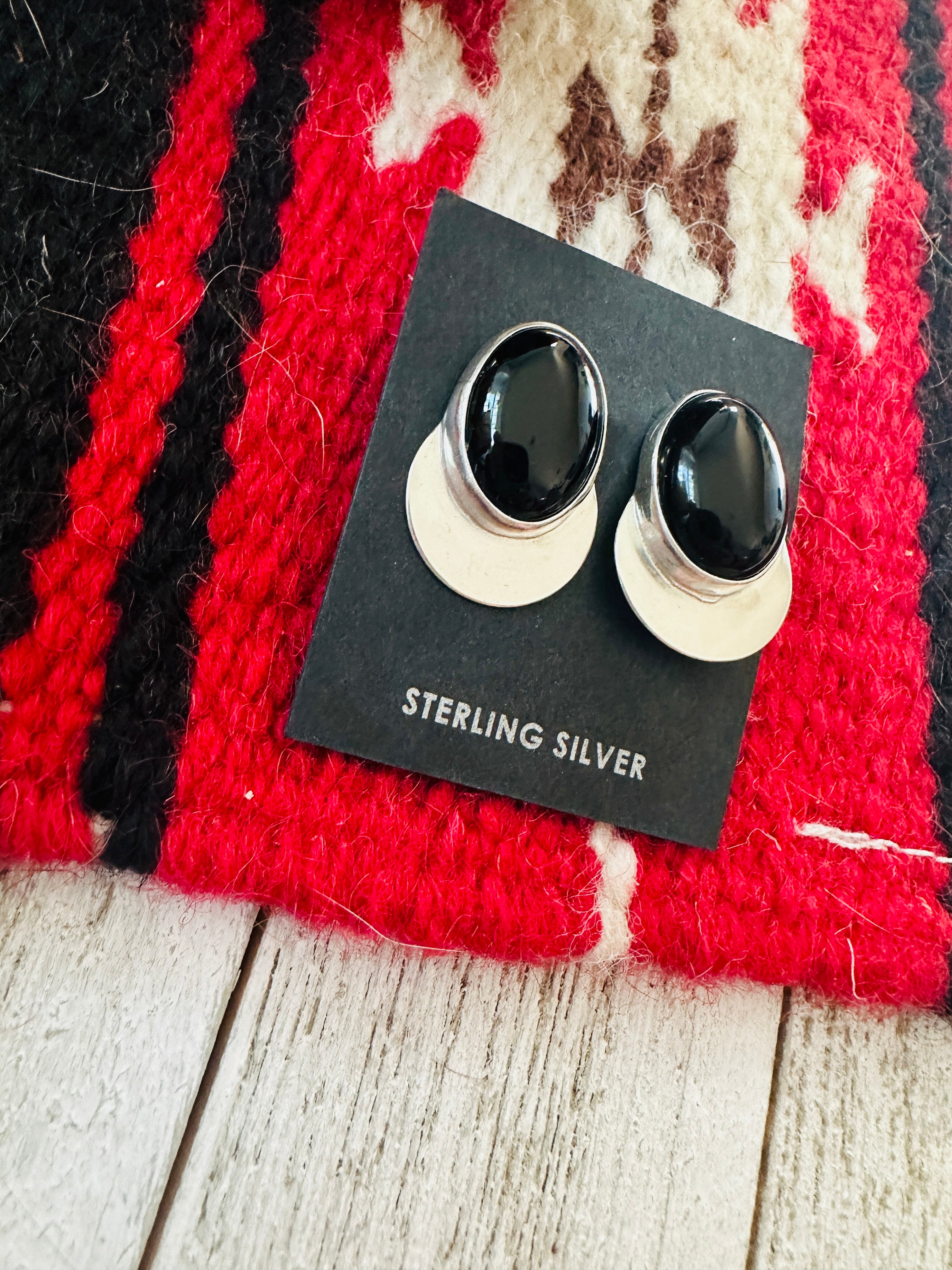 Handcrafted Onyx & Sterling Silver Post Earrings