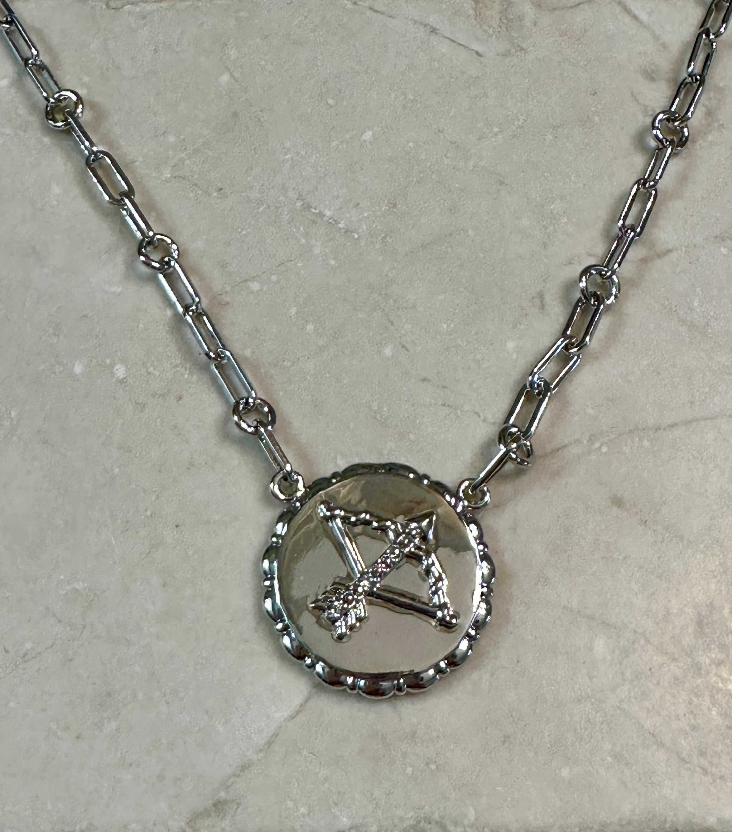 Bold CZ Zodiac Link Sagittarius Necklace
