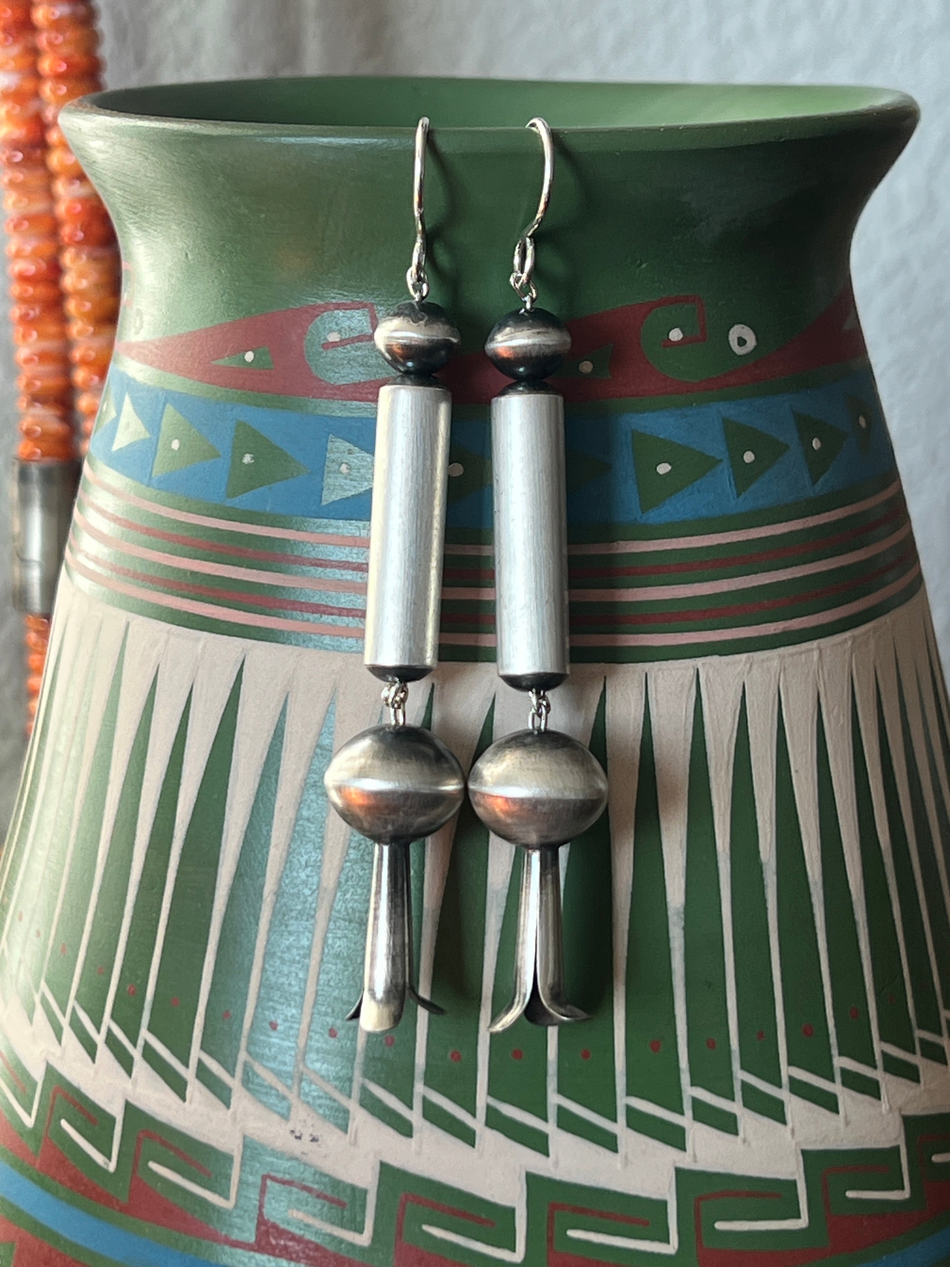 Handcrafted Sterling Silver Bead and Blossom Earrings by Tonisha Haley