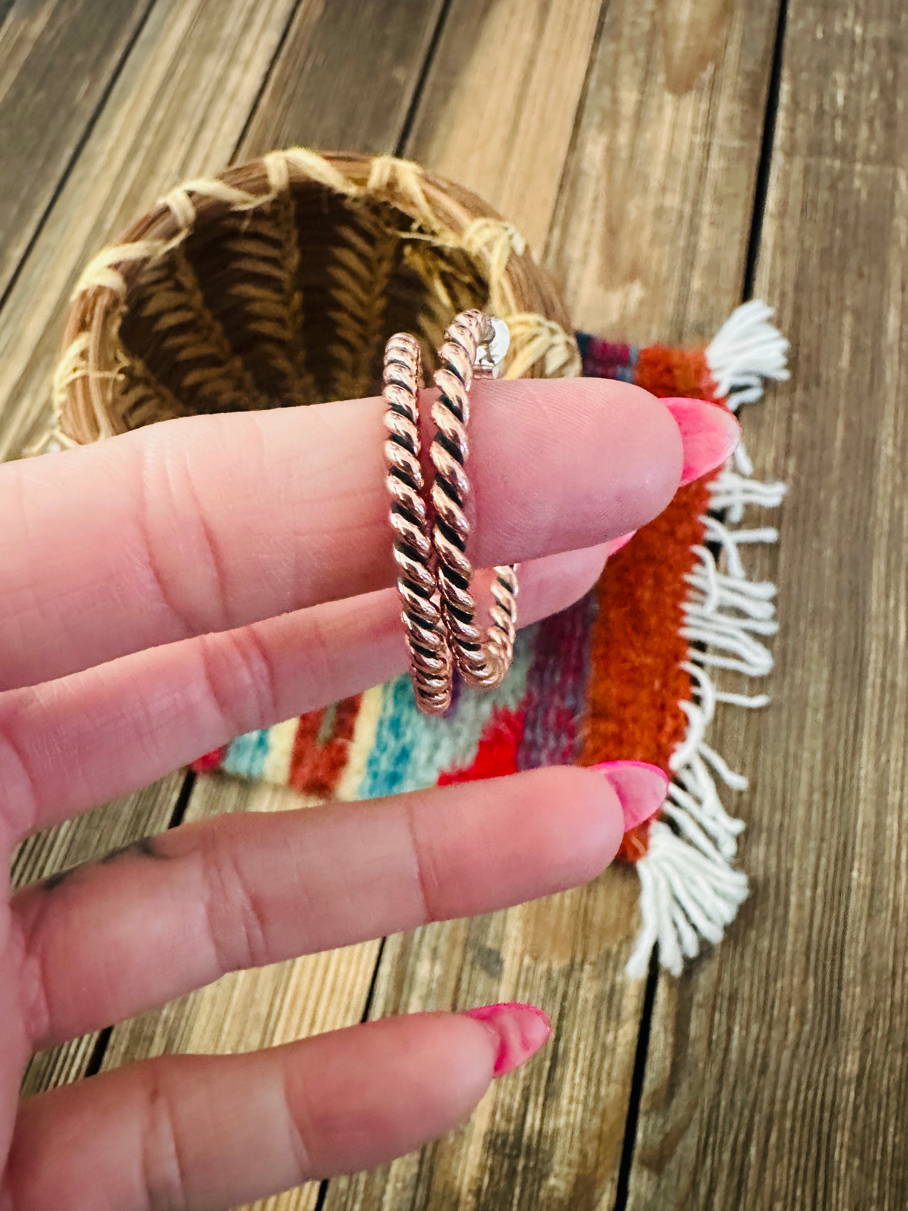 Handcrafted Twisted Copper Hoop Earrings