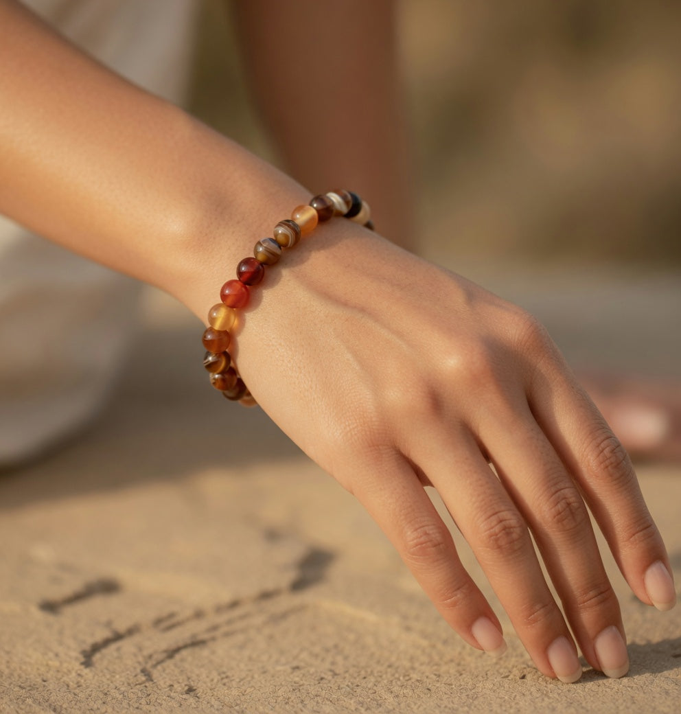 Red Agate 6mm beaded stretch bracelet