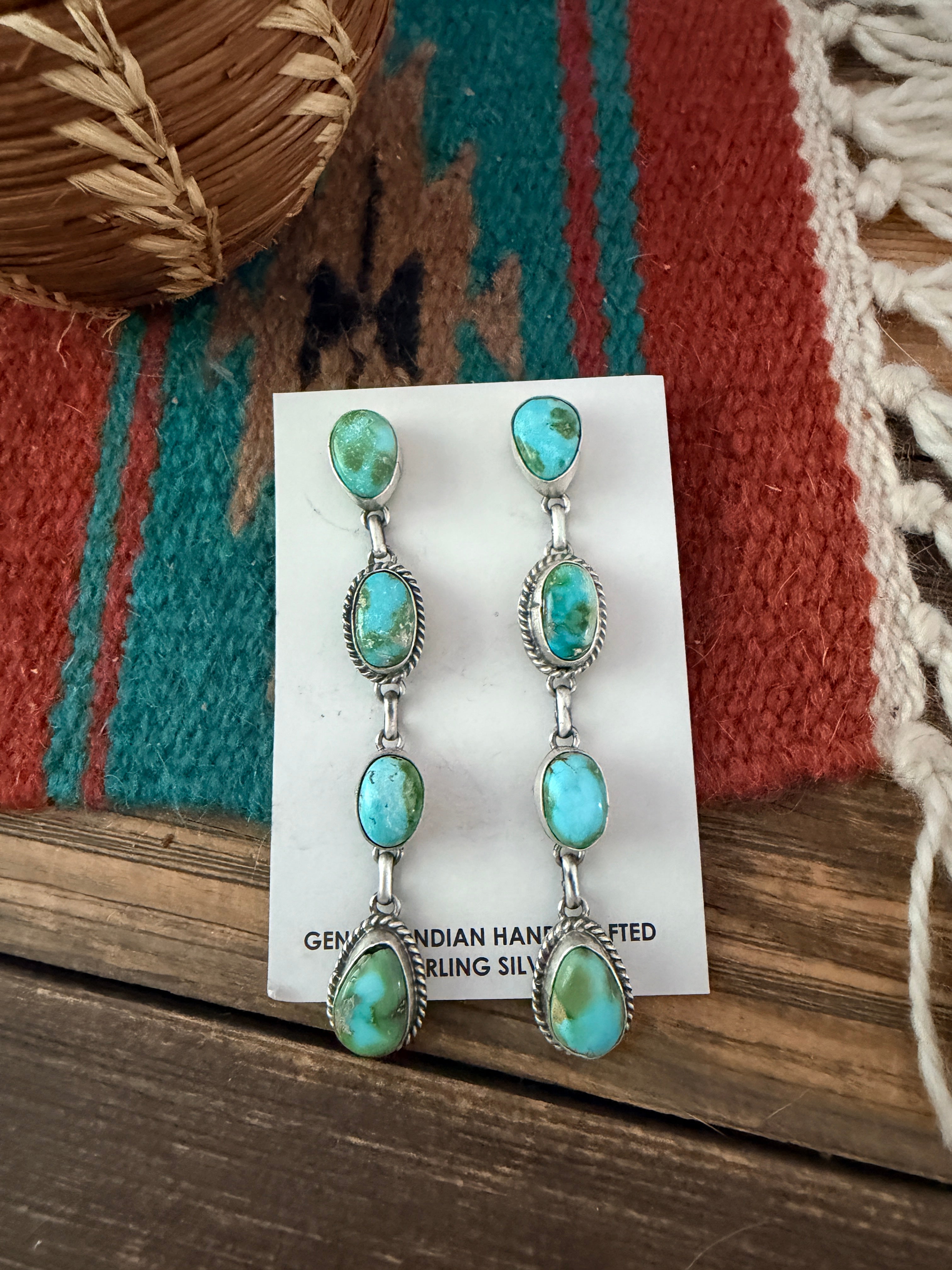 Handcrafted Sonoran Mountain Turquoise & Sterling Silver Dangle Earrings