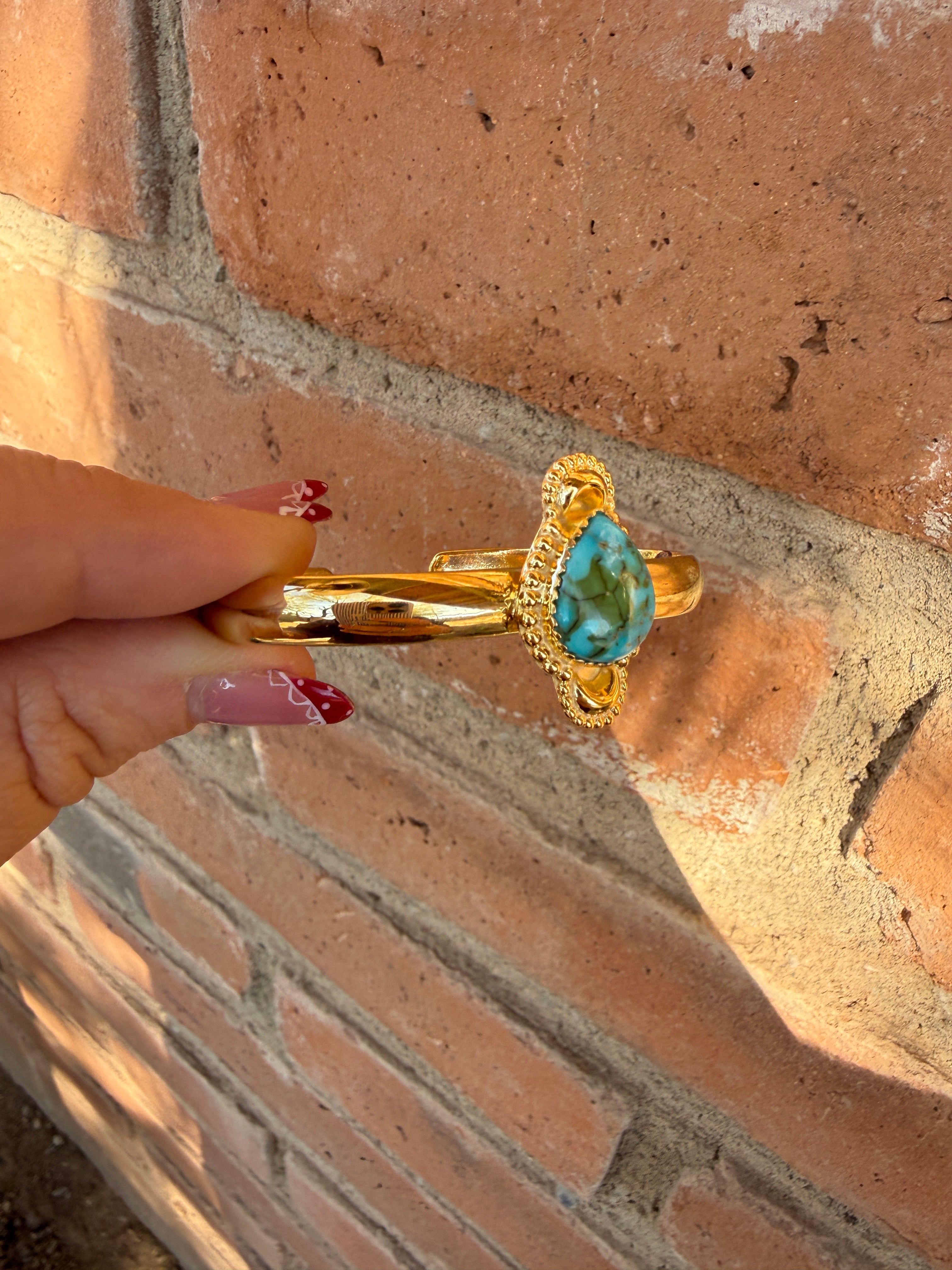 “The Golden Collection” Handmade Gold Plated Sterling Silver Natural Sonoran Mountain Turquoise Bracelet style 5