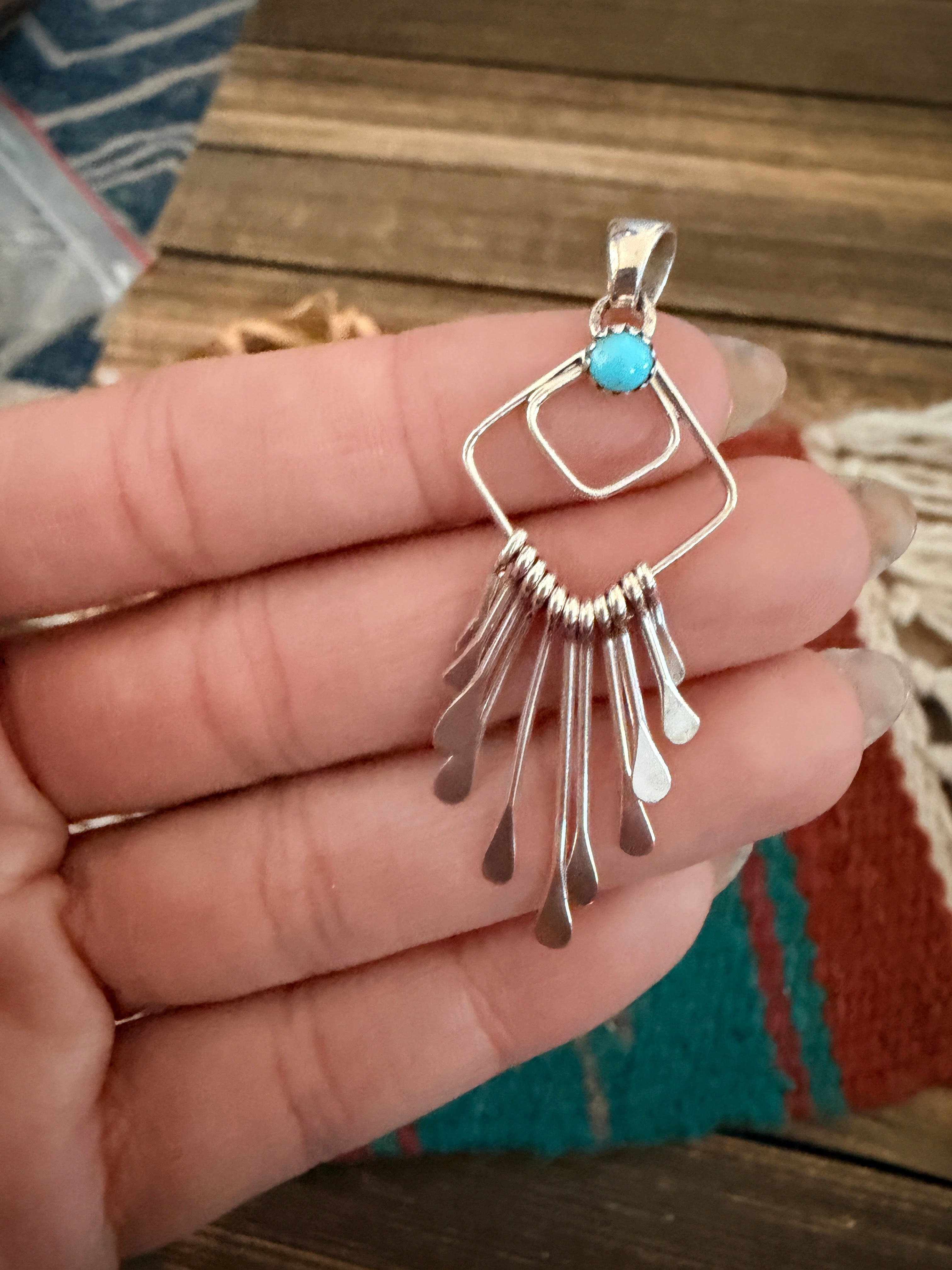 Handcrafted Sterling Silver and Turquoise Tassel Pendant
