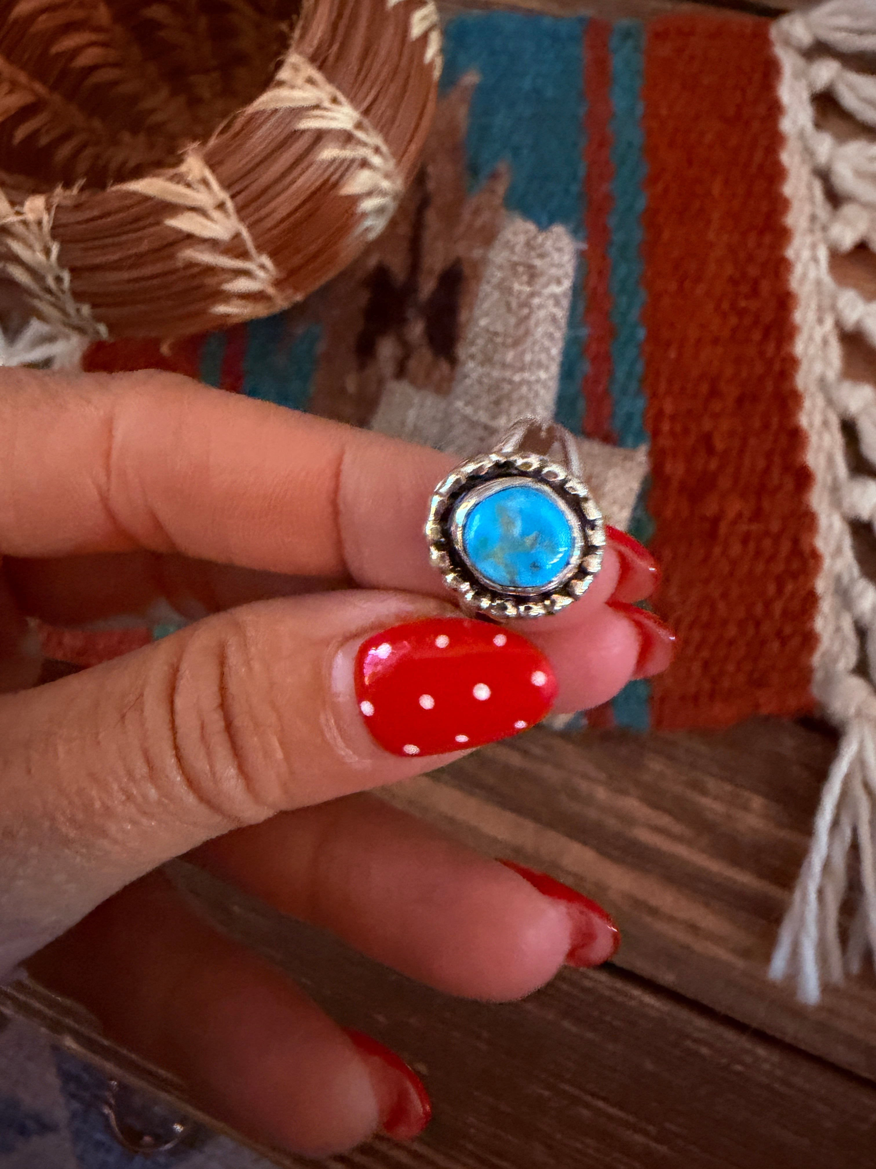 Handcrafted Turquoise & Sterling Silver Ring Size 4.75