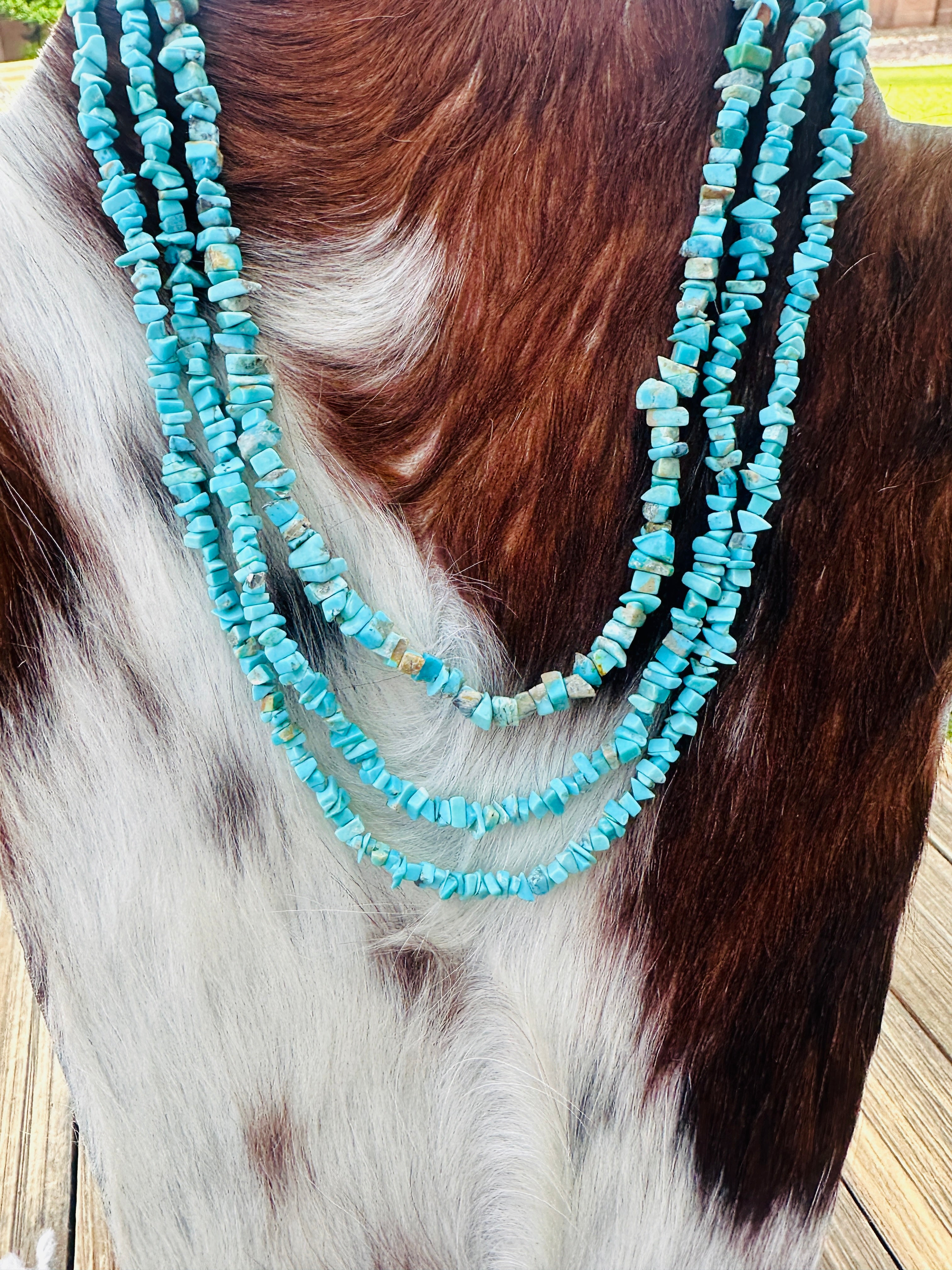 Handcrafted Turquoise & Sterling Silver Beaded 16” Necklace