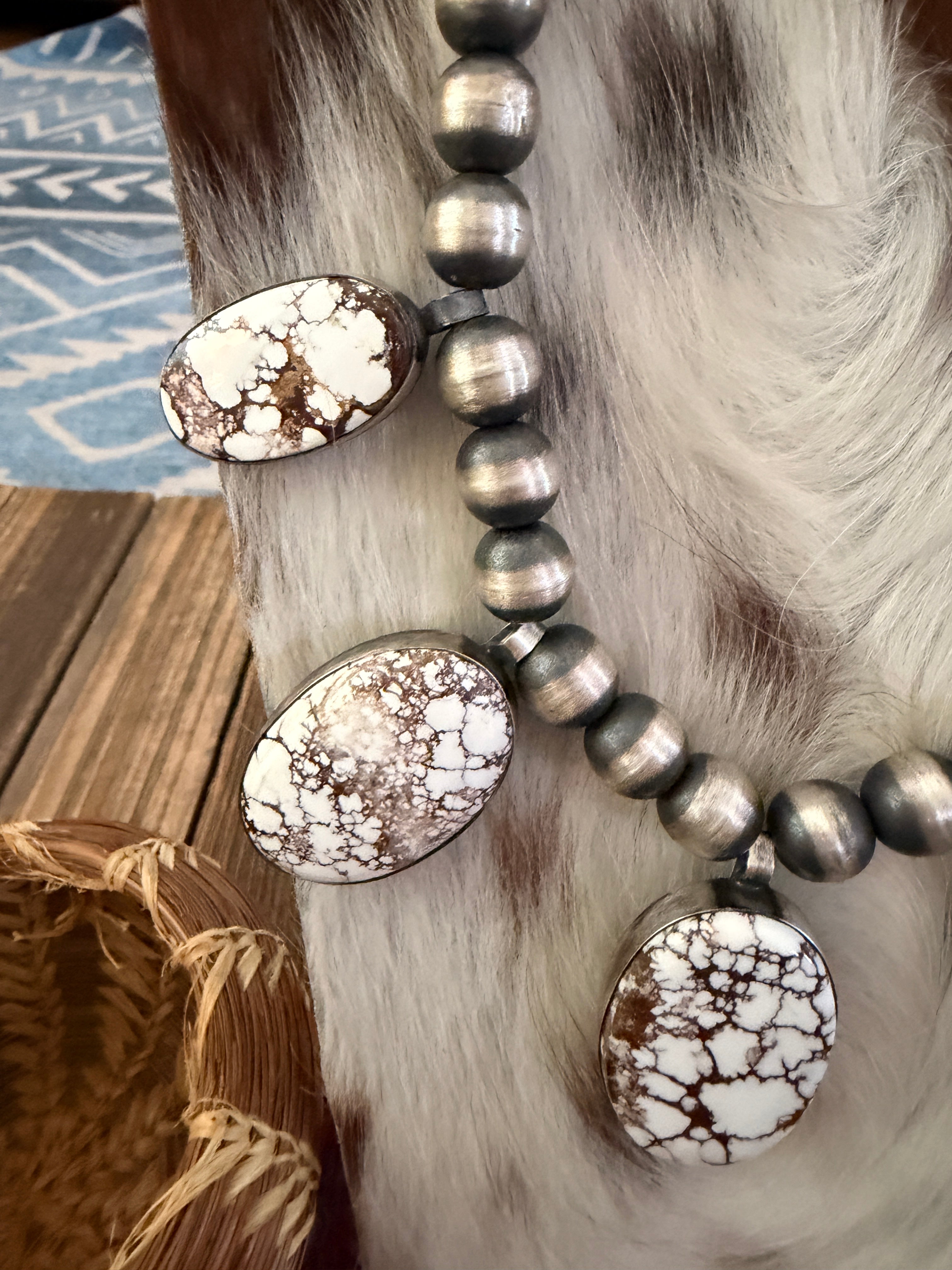 Handcrafted Wild Horse & Sterling Silver Beaded Necklace