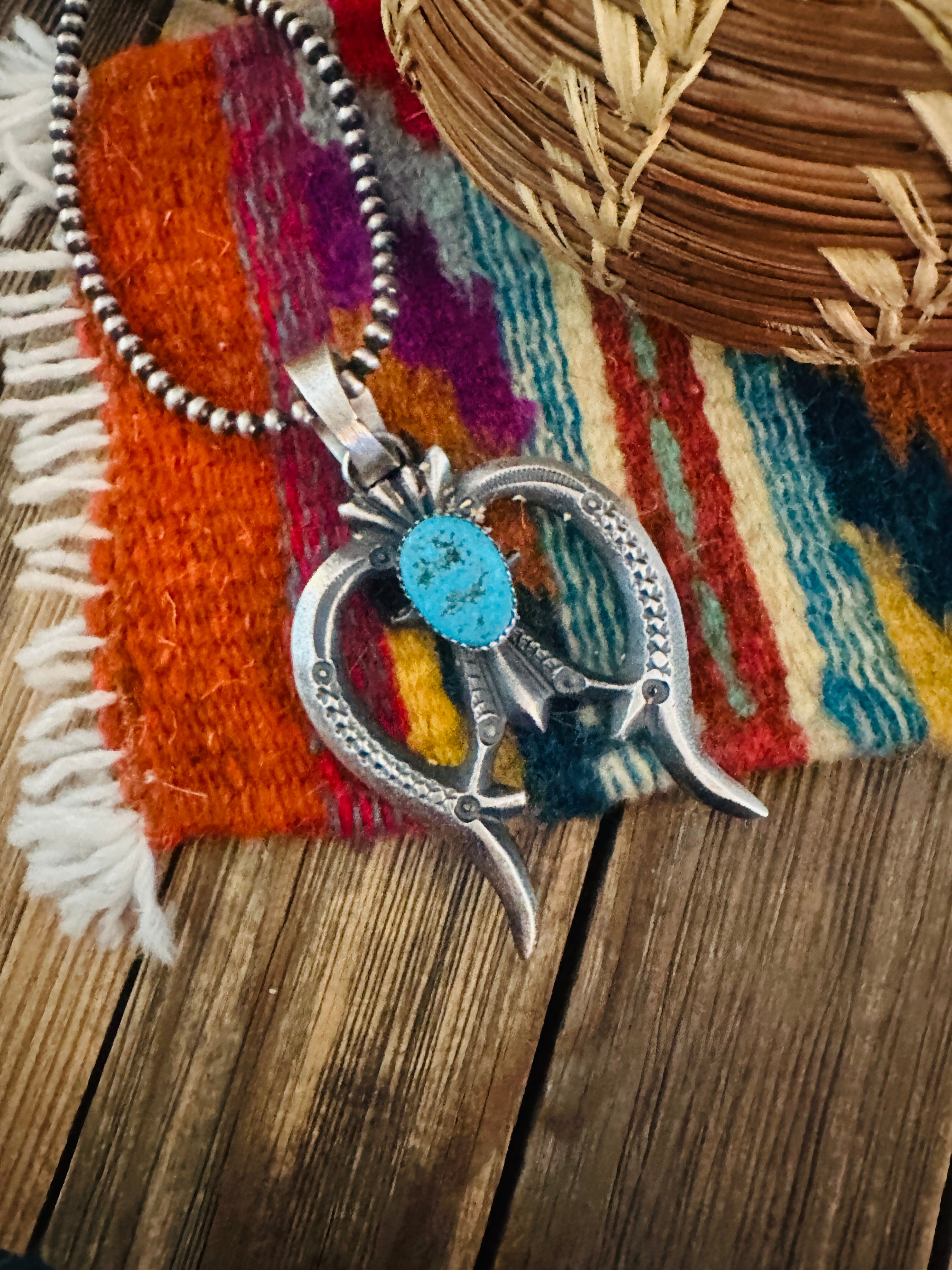 Handcrafted Sterling Silver & Turquoise Naja Pendant by Eva & Linberg Billah