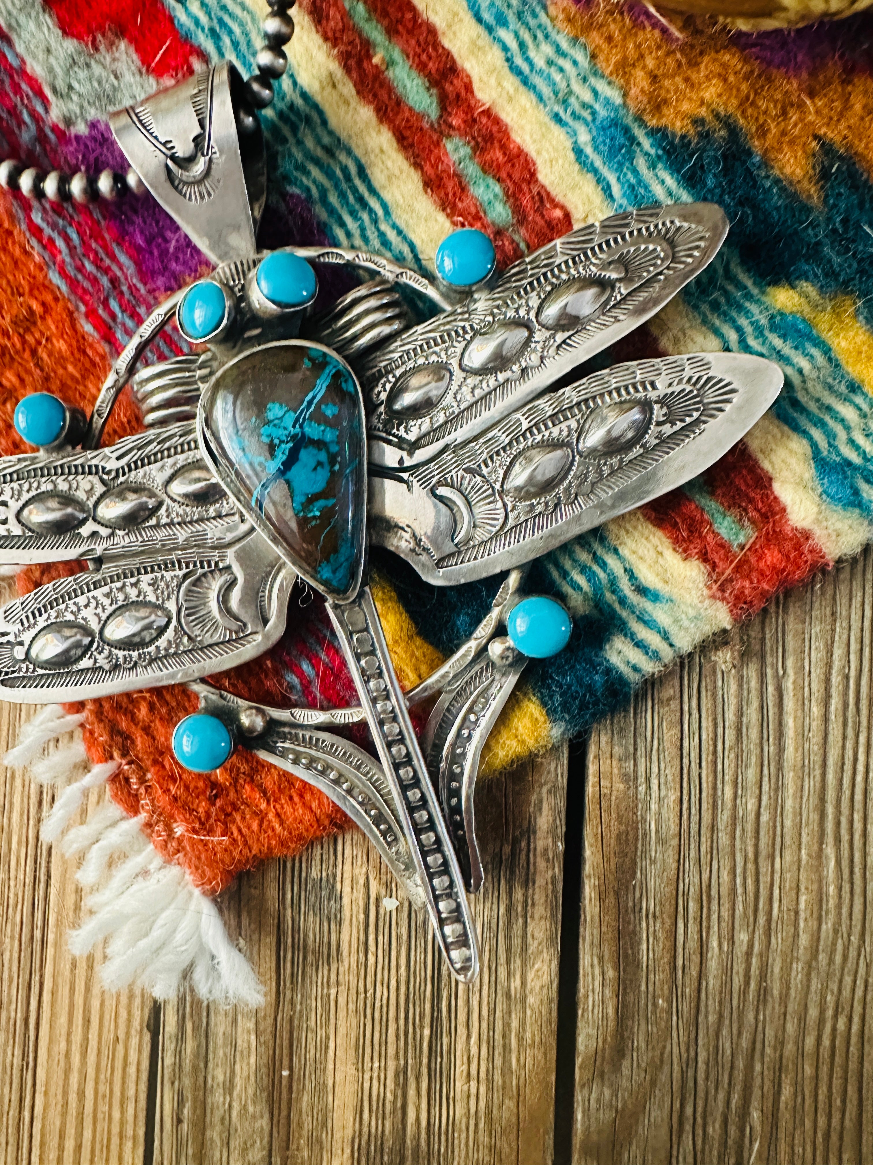 Handcrafted Sterling Silver & Turquoise Dragonfly Pendant