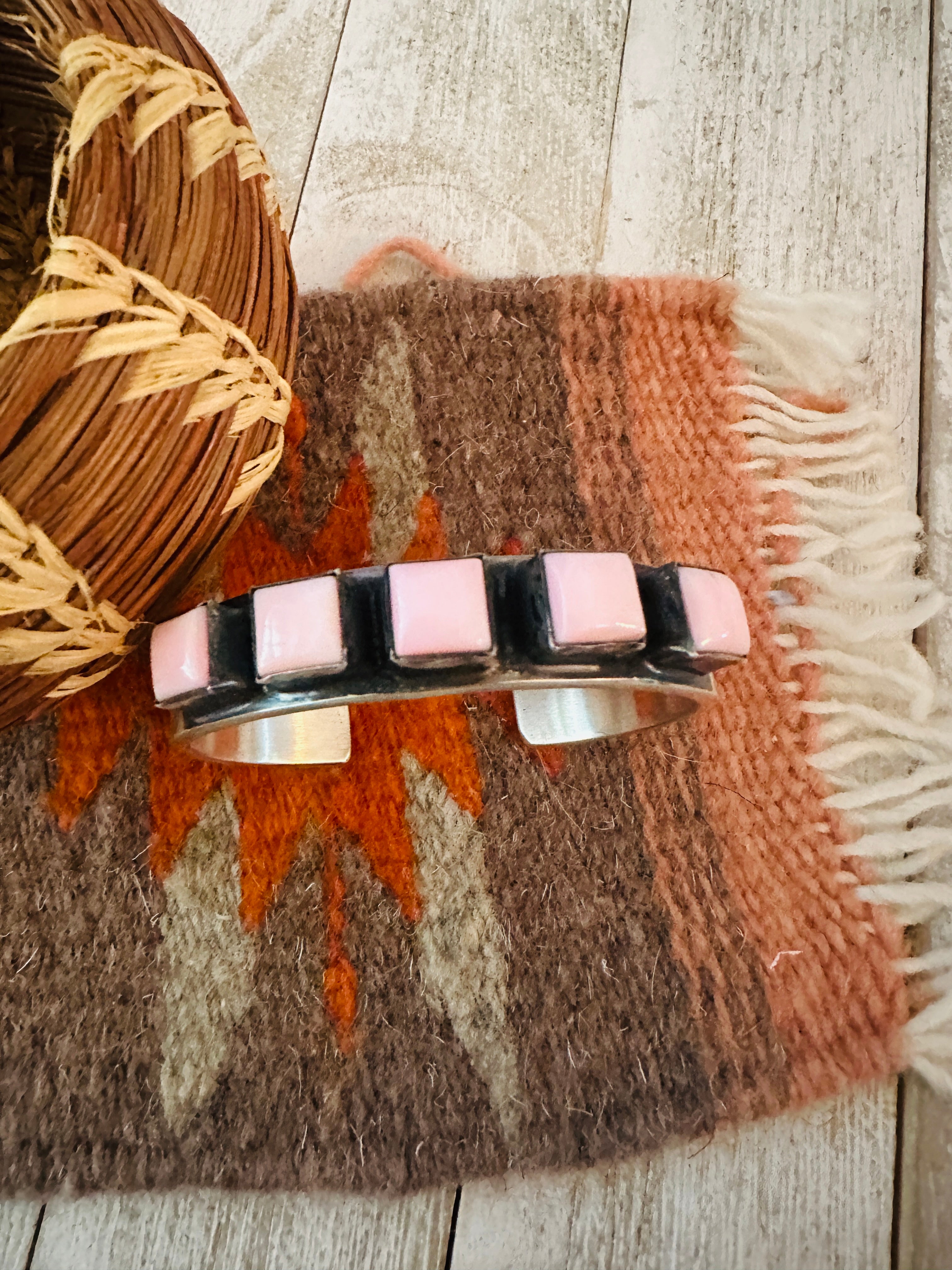 Handcrafted Sterling Silver & Queen Pink Conch Cuff Bracelet by Chimney Butte