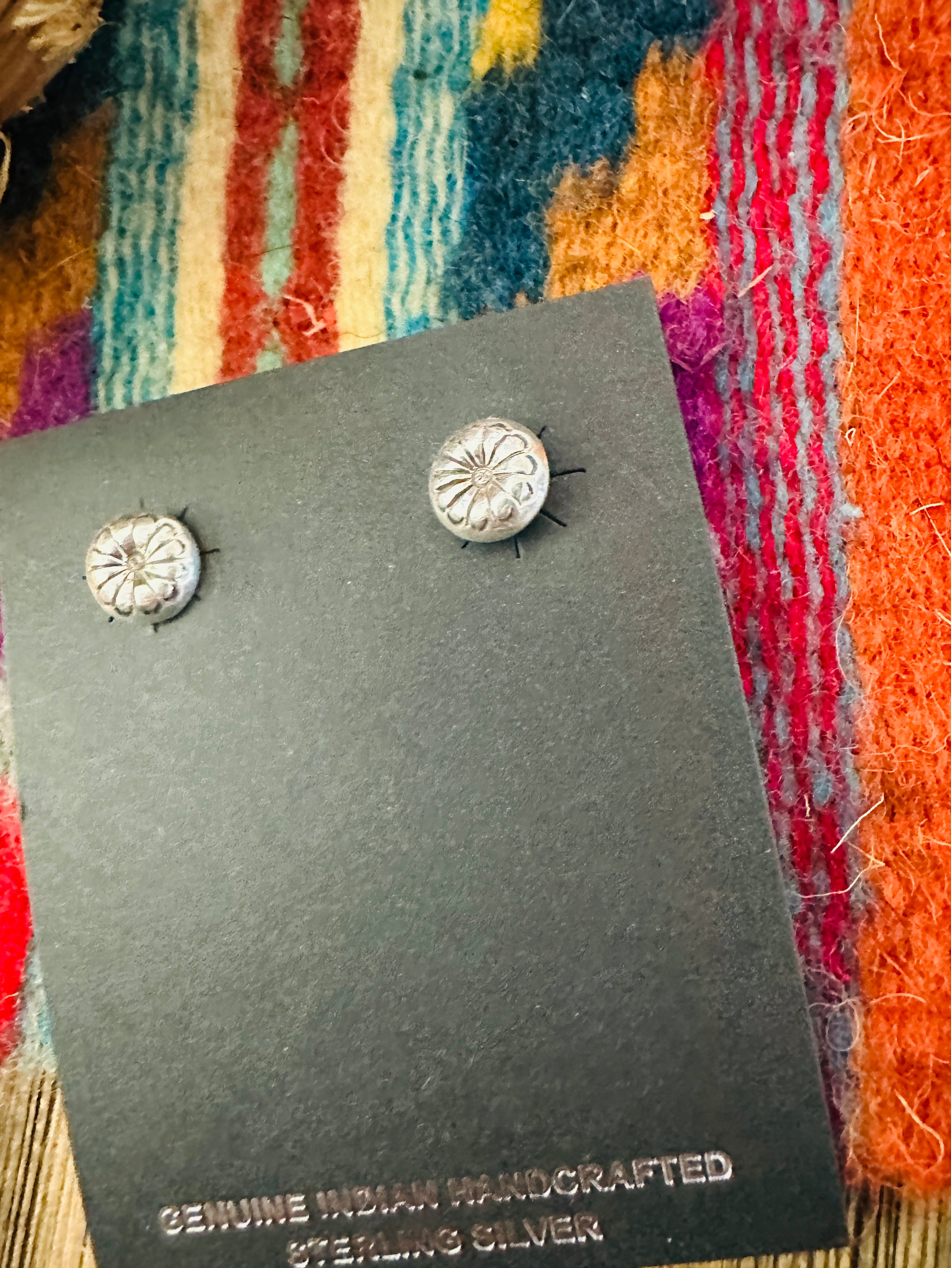 Handcrafted Sterling Silver Concho Stud Earrings