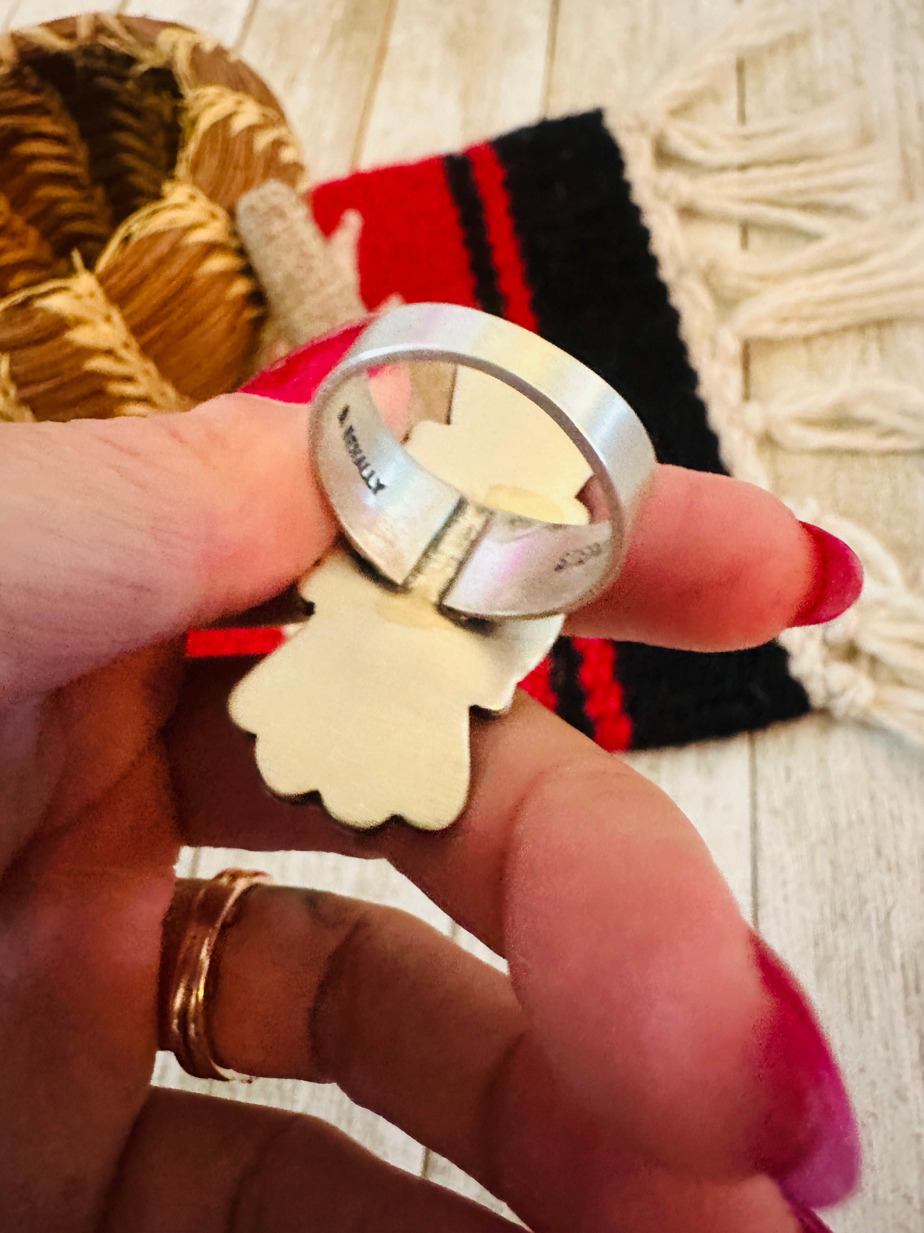 Handcrafted Turquoise & Sterling Silver Ring Size 9.5 by Daniel Benally