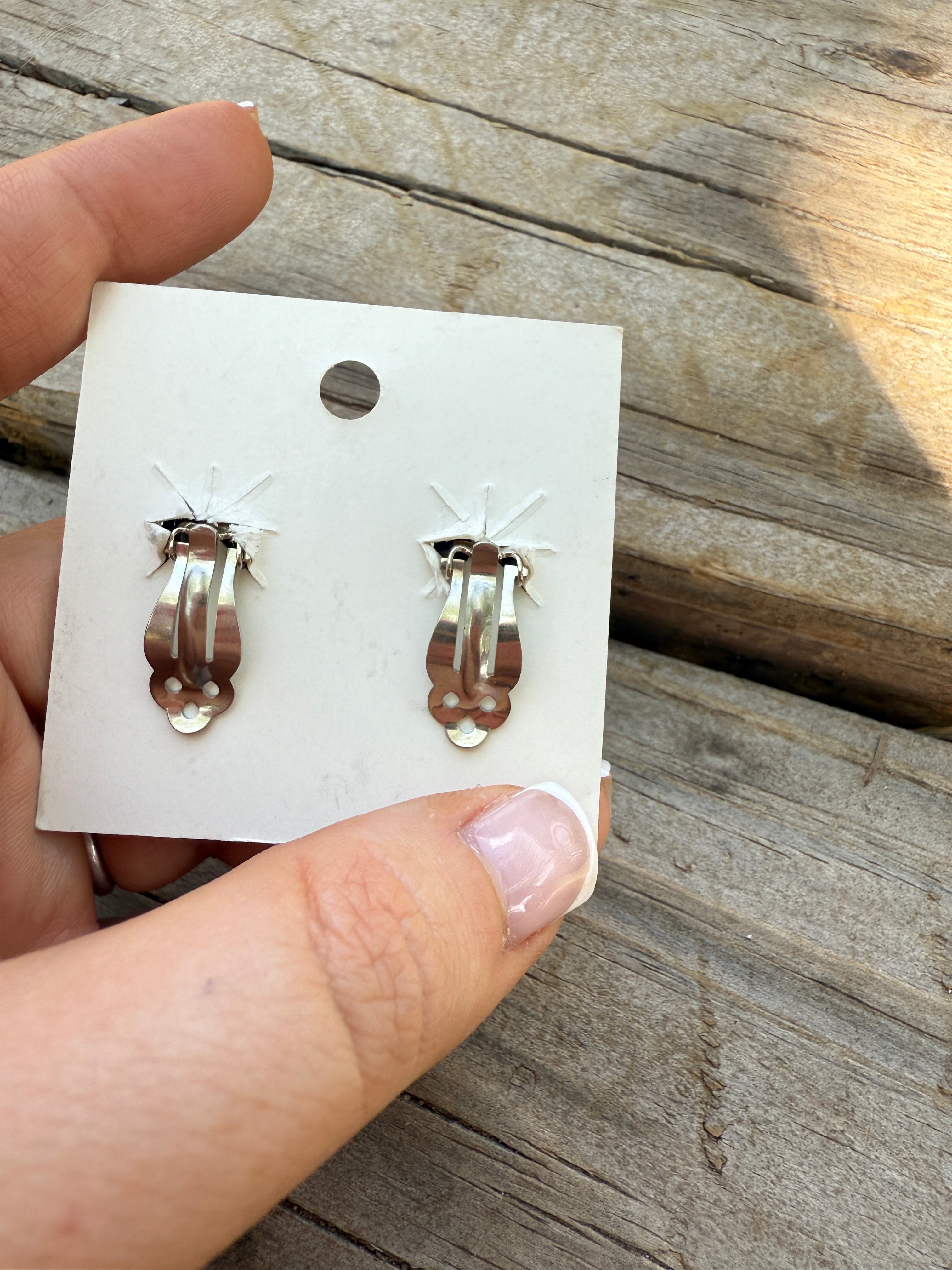 Handmade Sterling Silver Square Clip On Earrings