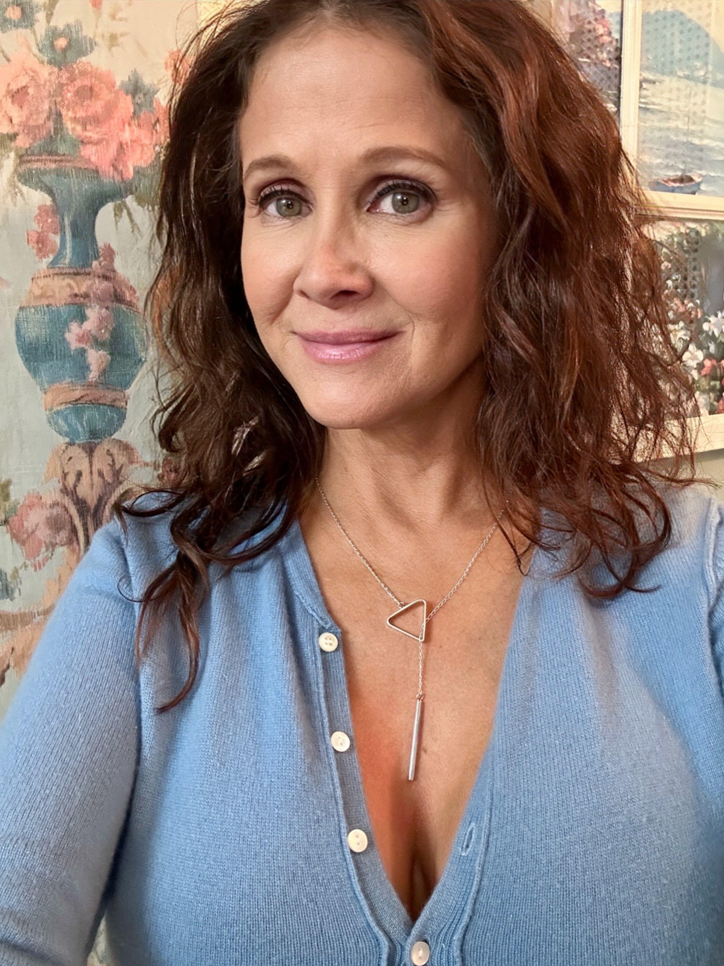 Pendulum Lariat with Triangle Finish Sterling Silver Necklace