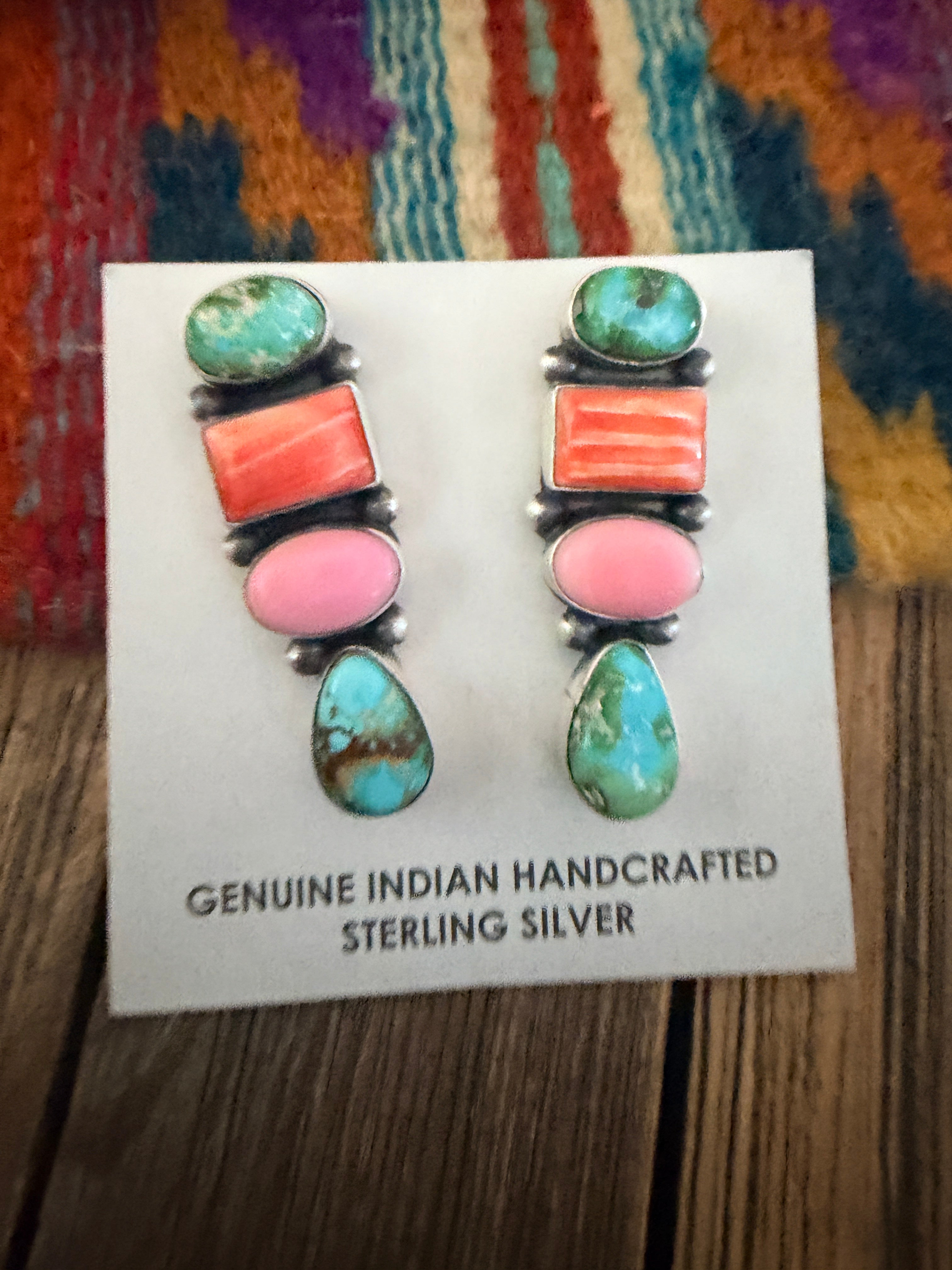 Handcrafted Multi Stone & Sterling Silver Dangle Earrings by Letricia Largo