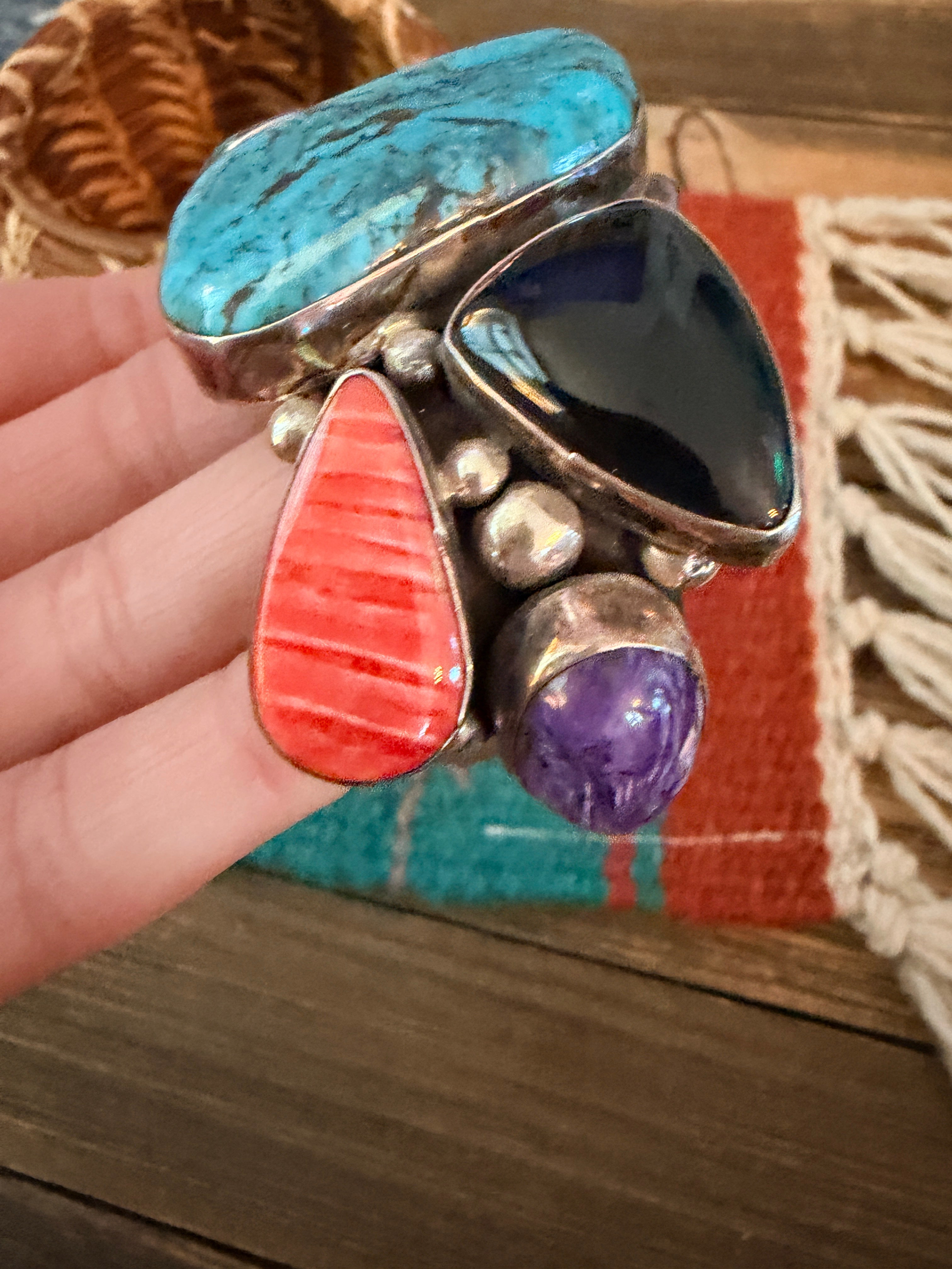 Handcrafted Multi Stone & Sterling Silver Cuff Bracelet by Chimney Butte