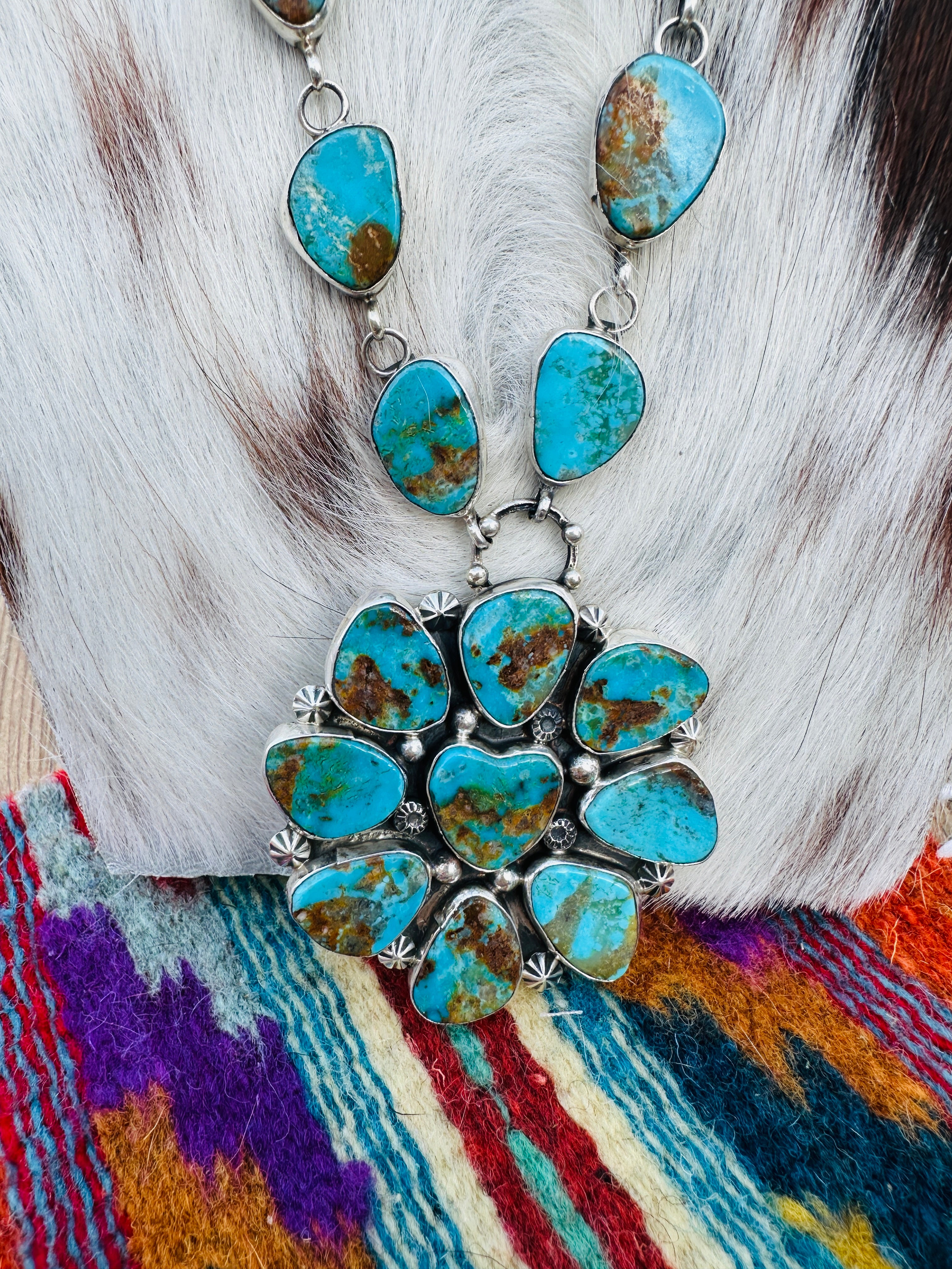 Handcrafted Turquoise & Sterling Silver Heart Necklace by Jacqueline Silver