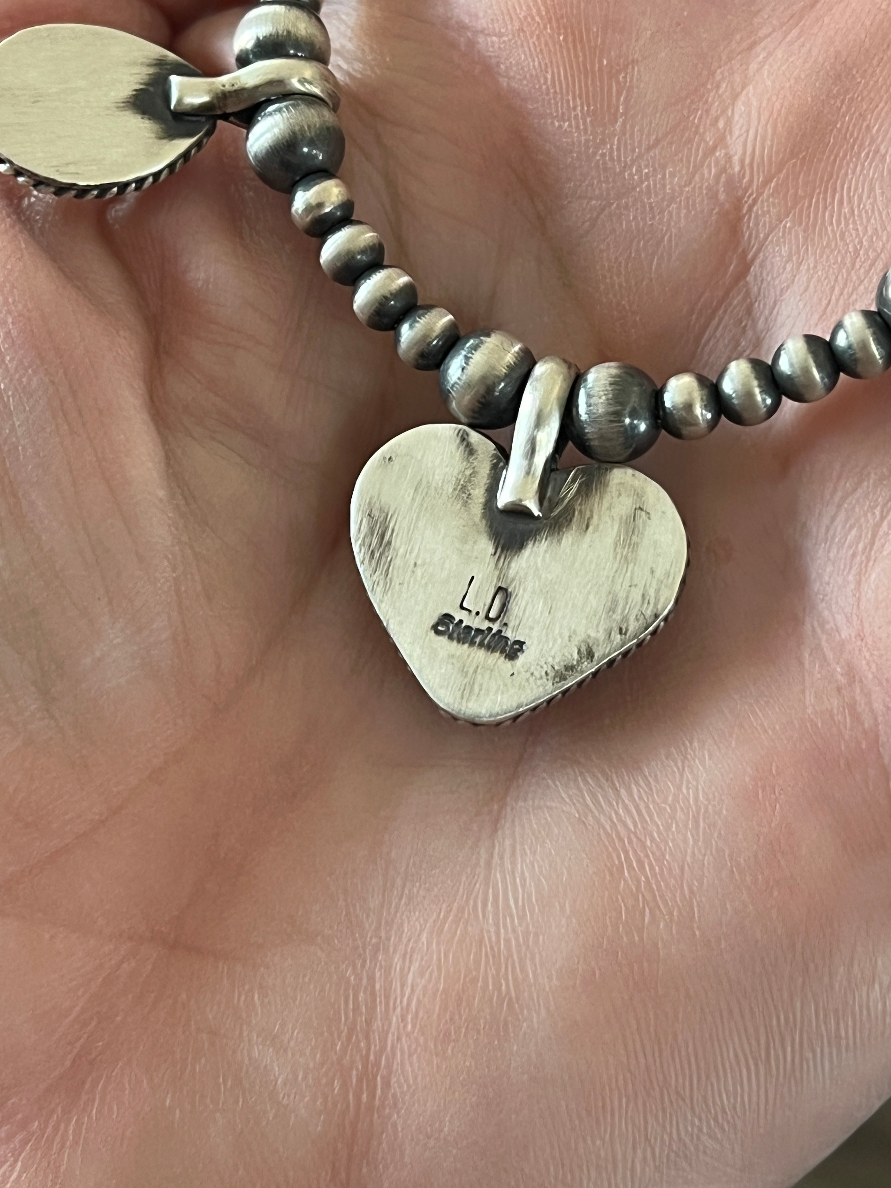 Sterling Silver Electric Rainbow Triple Layer Beaded Drop Heart Necklace & Earrings Set by Loretta Delgarito