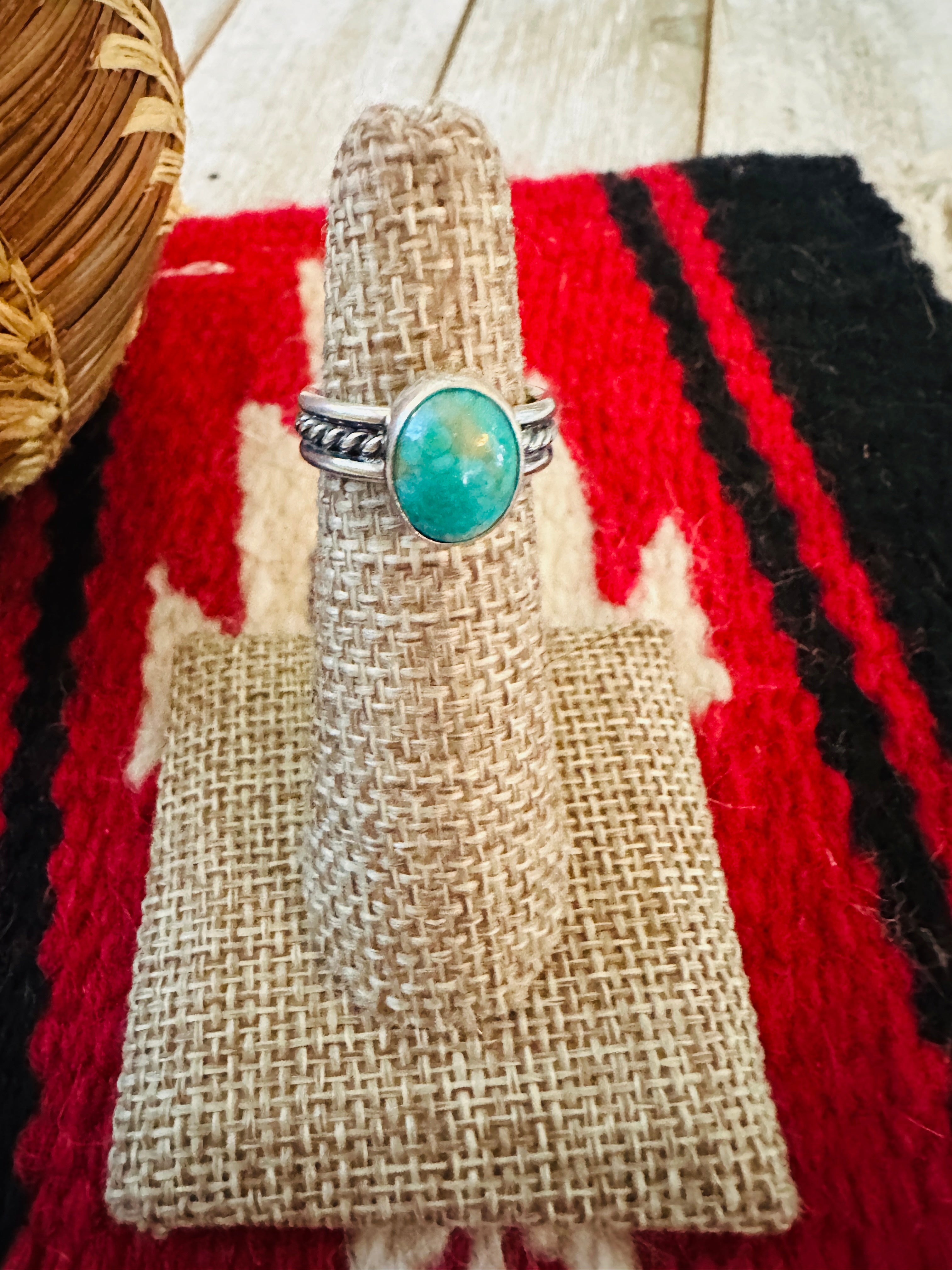 Navajo Turquoise & Sterling Silver Ring Size 4.5