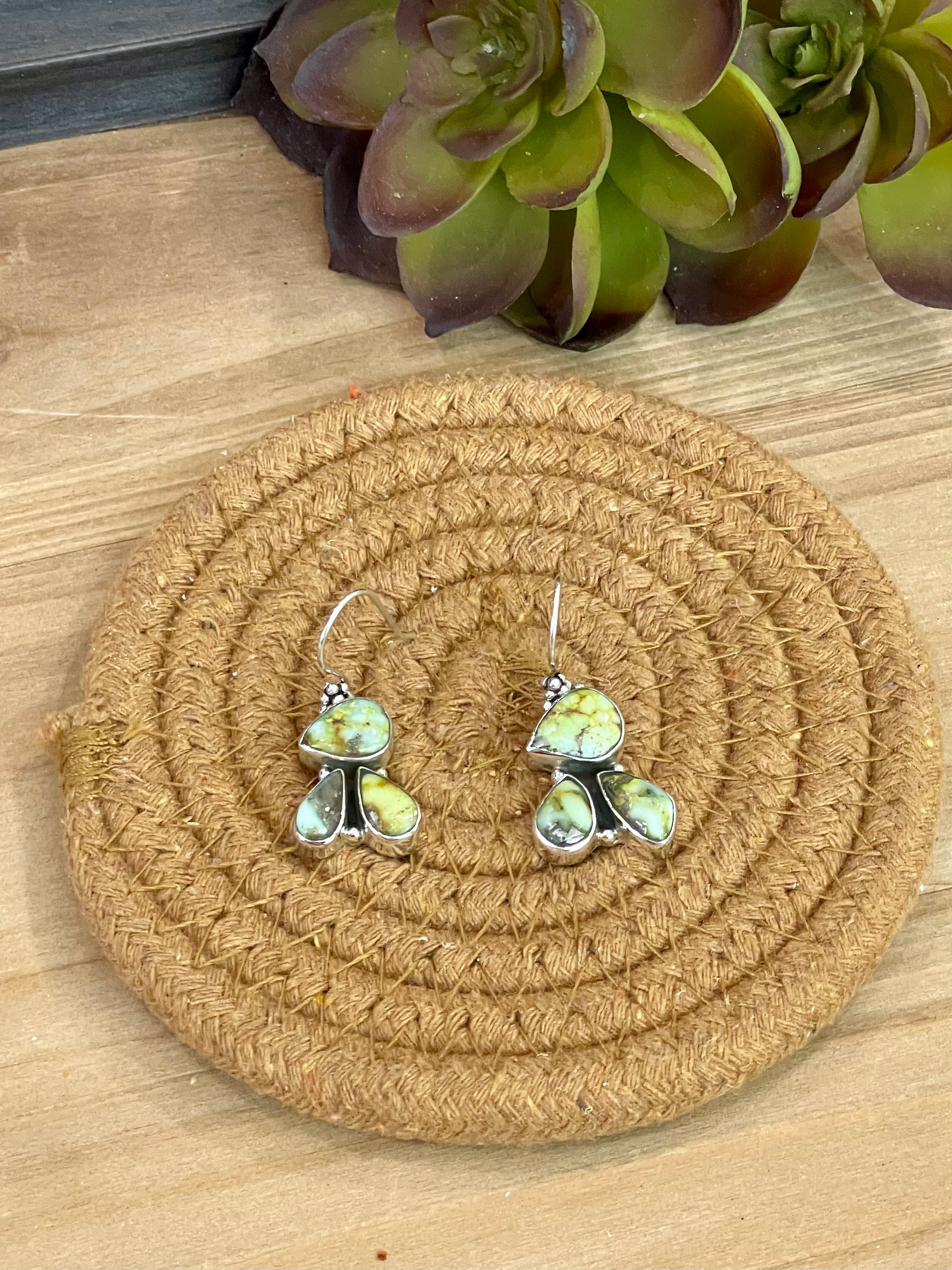 Handmade Sterling Silver & Palomino Dangle Earrings