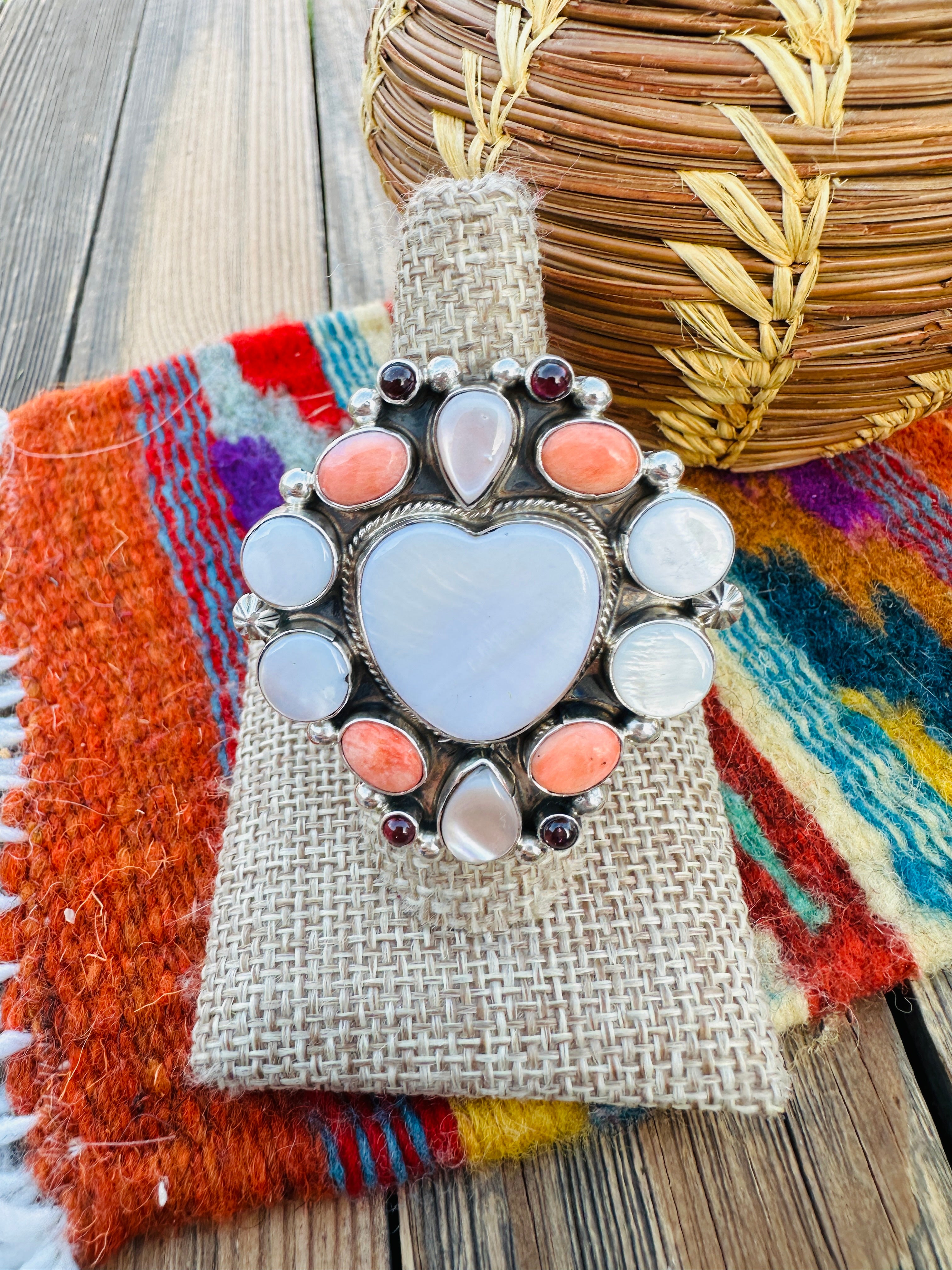 Handcrafted Multi Stone & Sterling Silver Adjustable Heart Ring by Jacqueline Silver