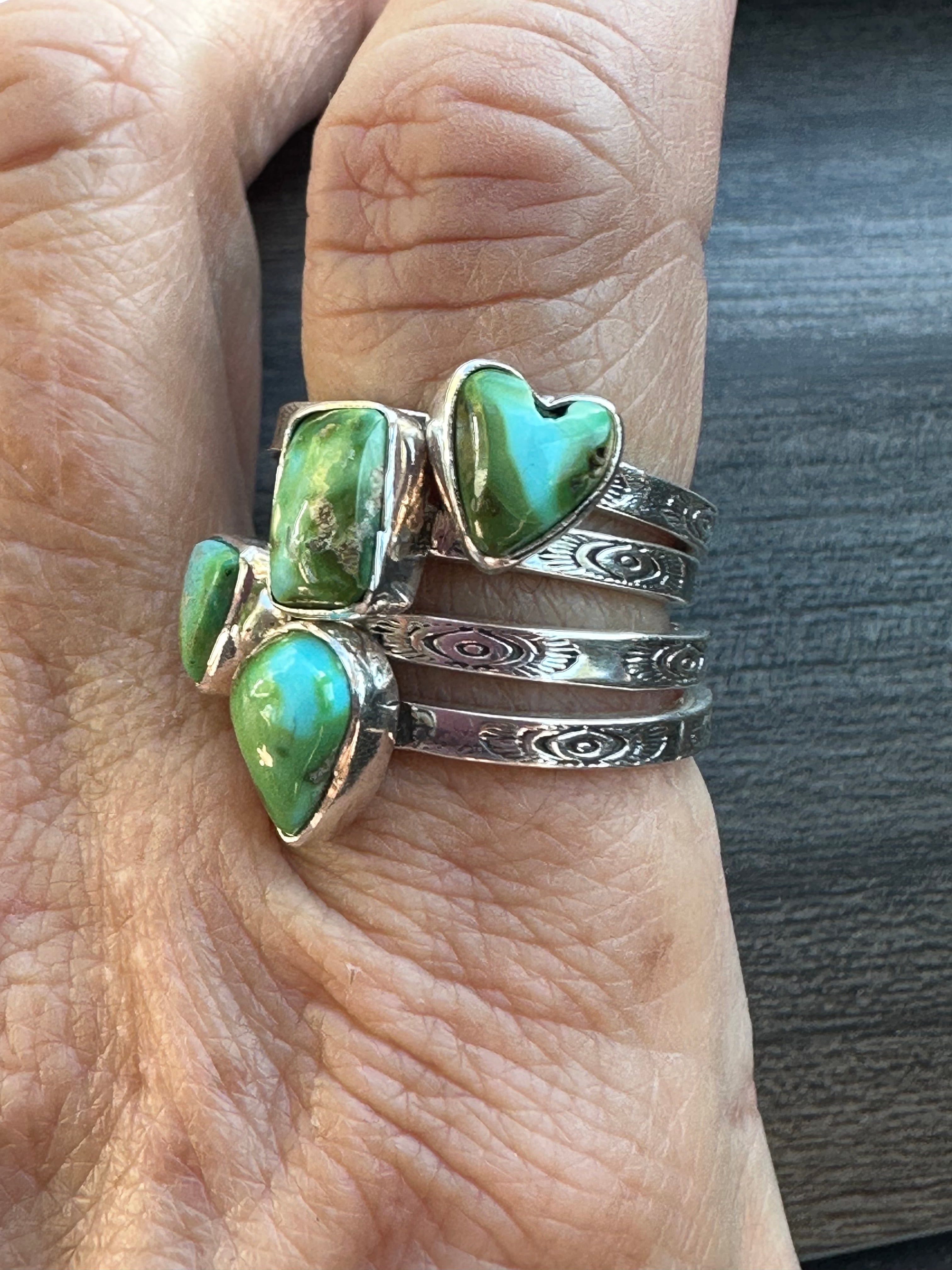 Stackable Stackers Natural Sonoran Mountain Stone Sterling Silver Adjustable Band