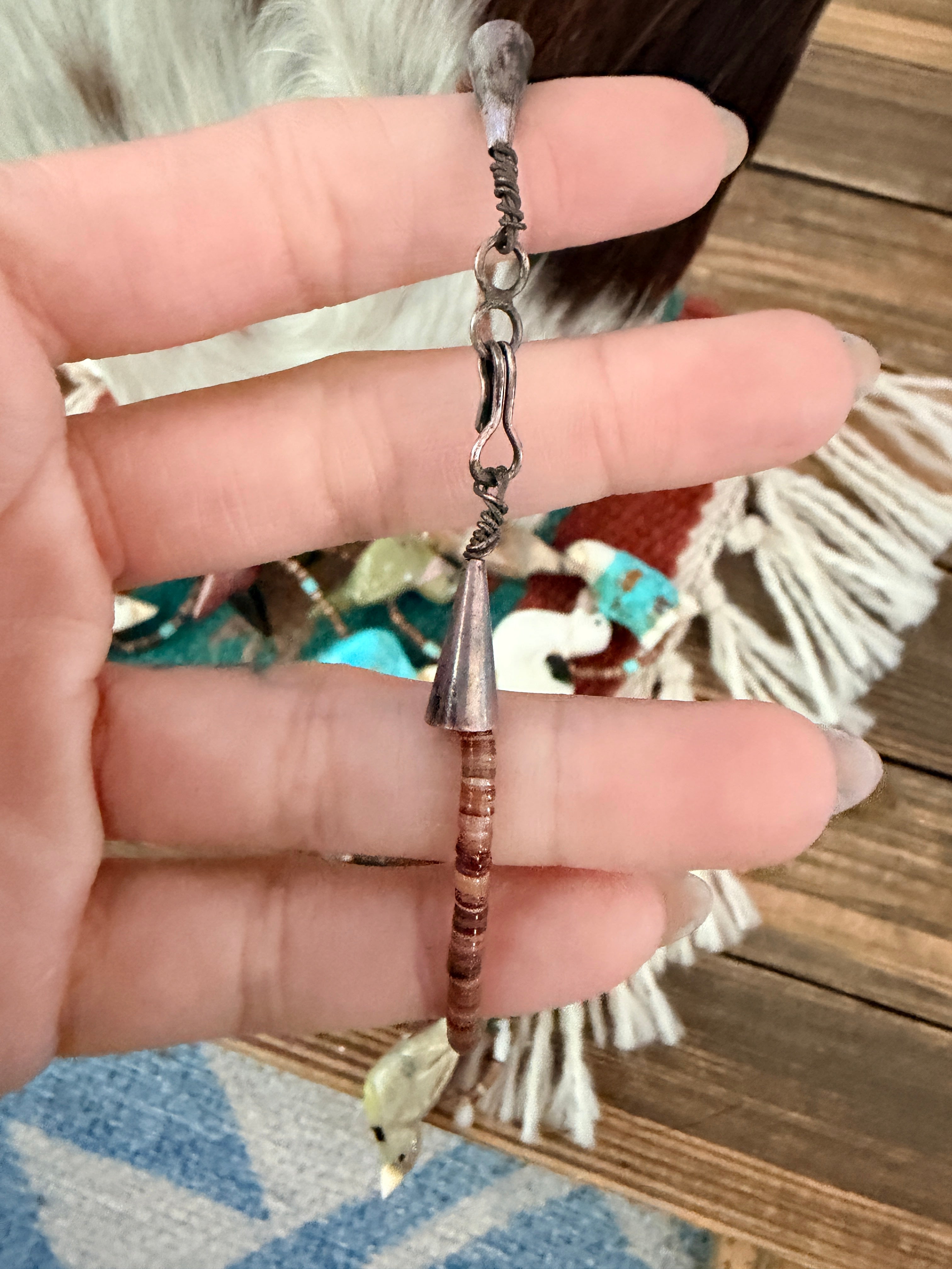 Old Pawn Handcrafted Multi Stone Fetish Bird Beaded 30” Necklace