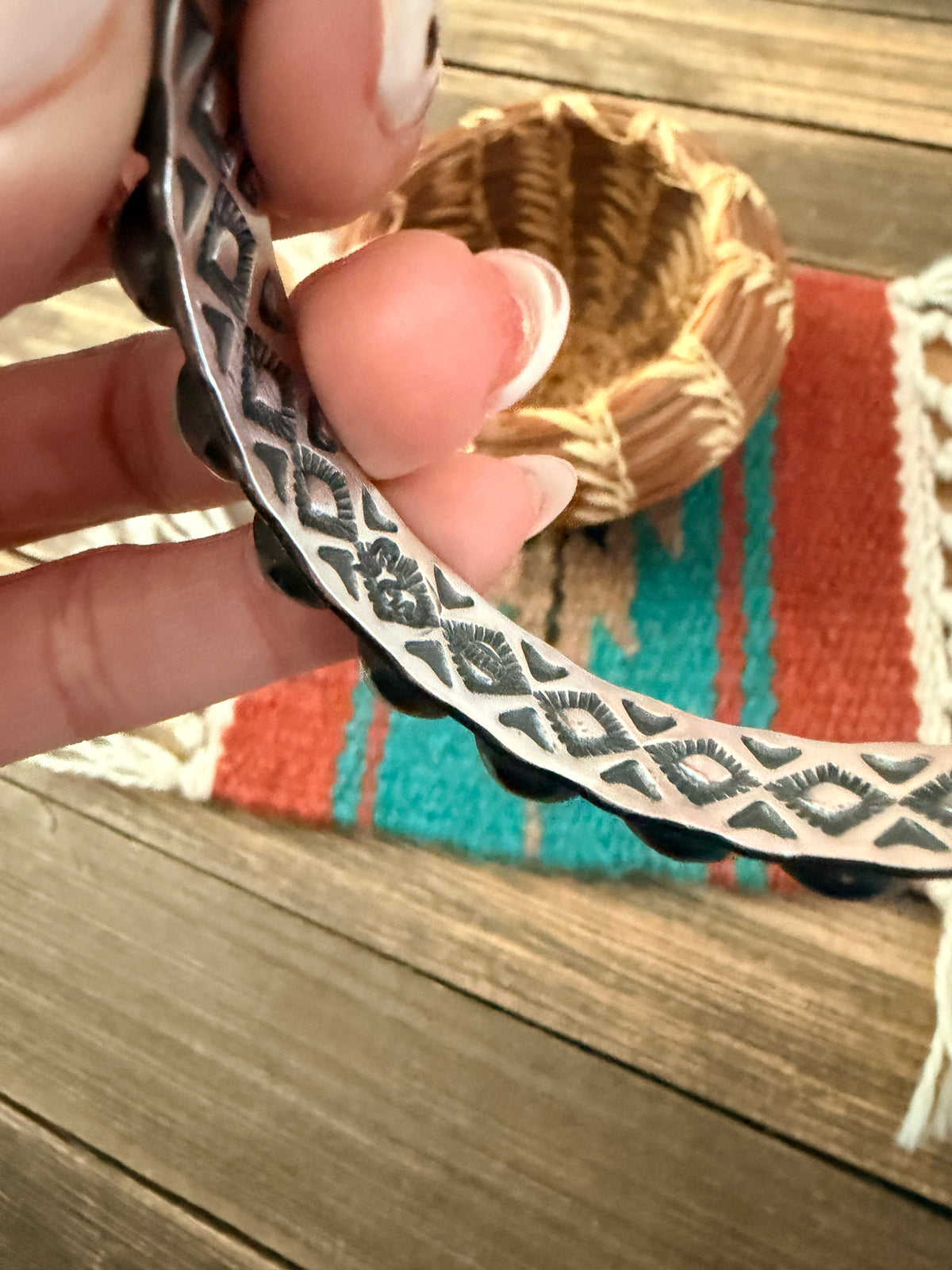 Handcrafted Turquoise & Sterling Silver Bangle Bracelet