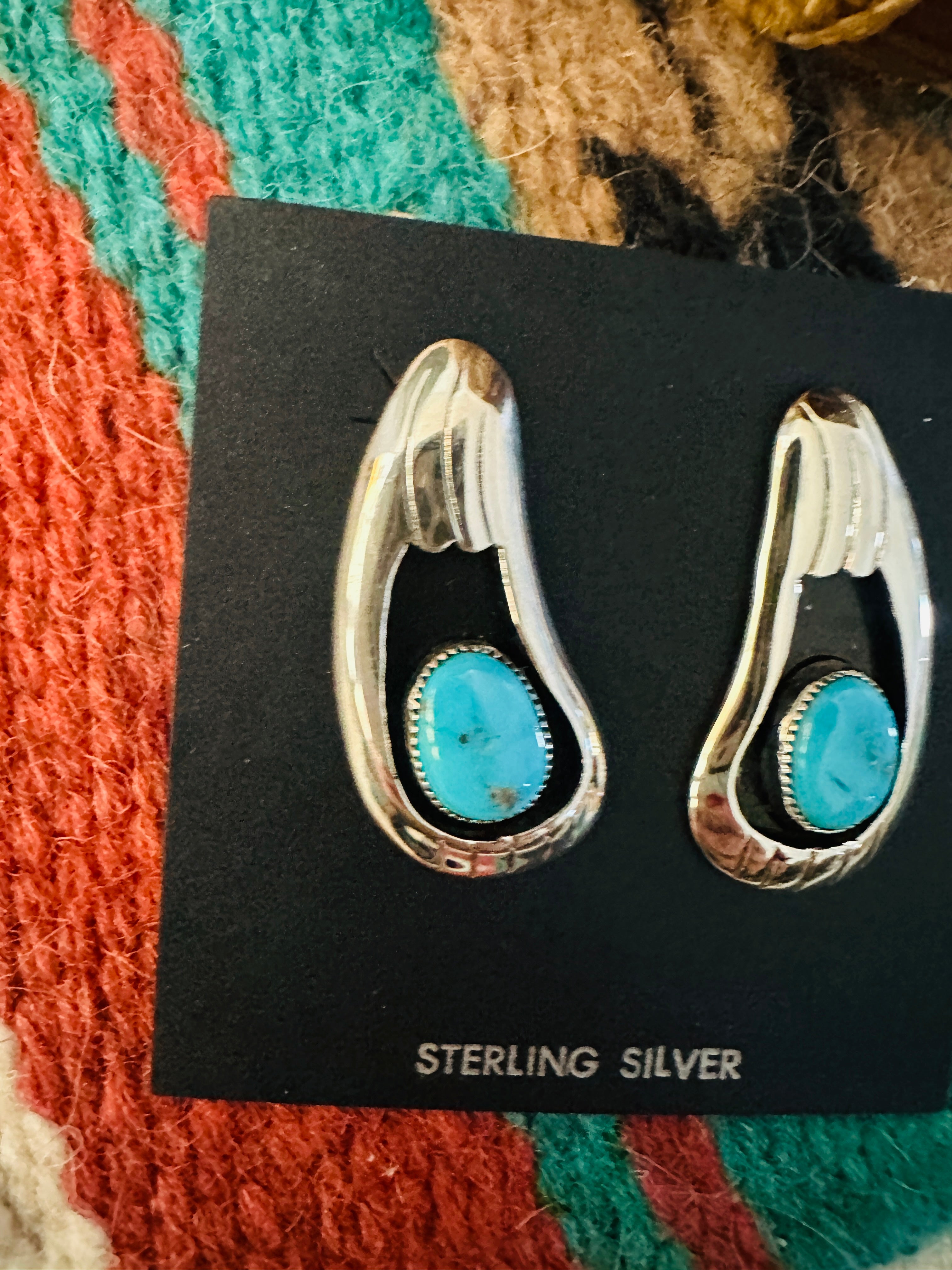 Handcrafted Turquoise and Sterling Silver Shadowbox Earrings