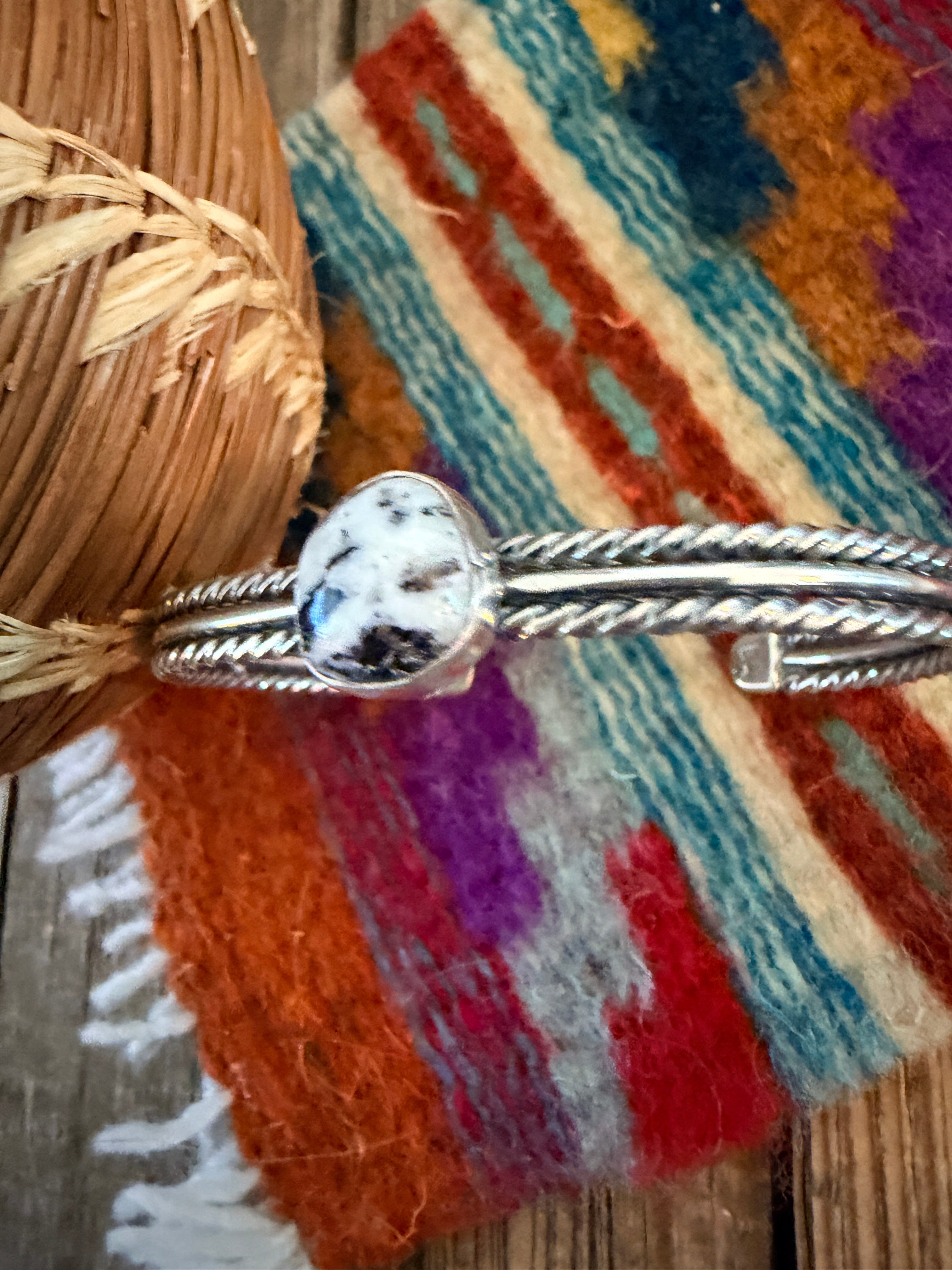 Handcrafted White Buffalo & Sterling Silver Cuff Bracelet