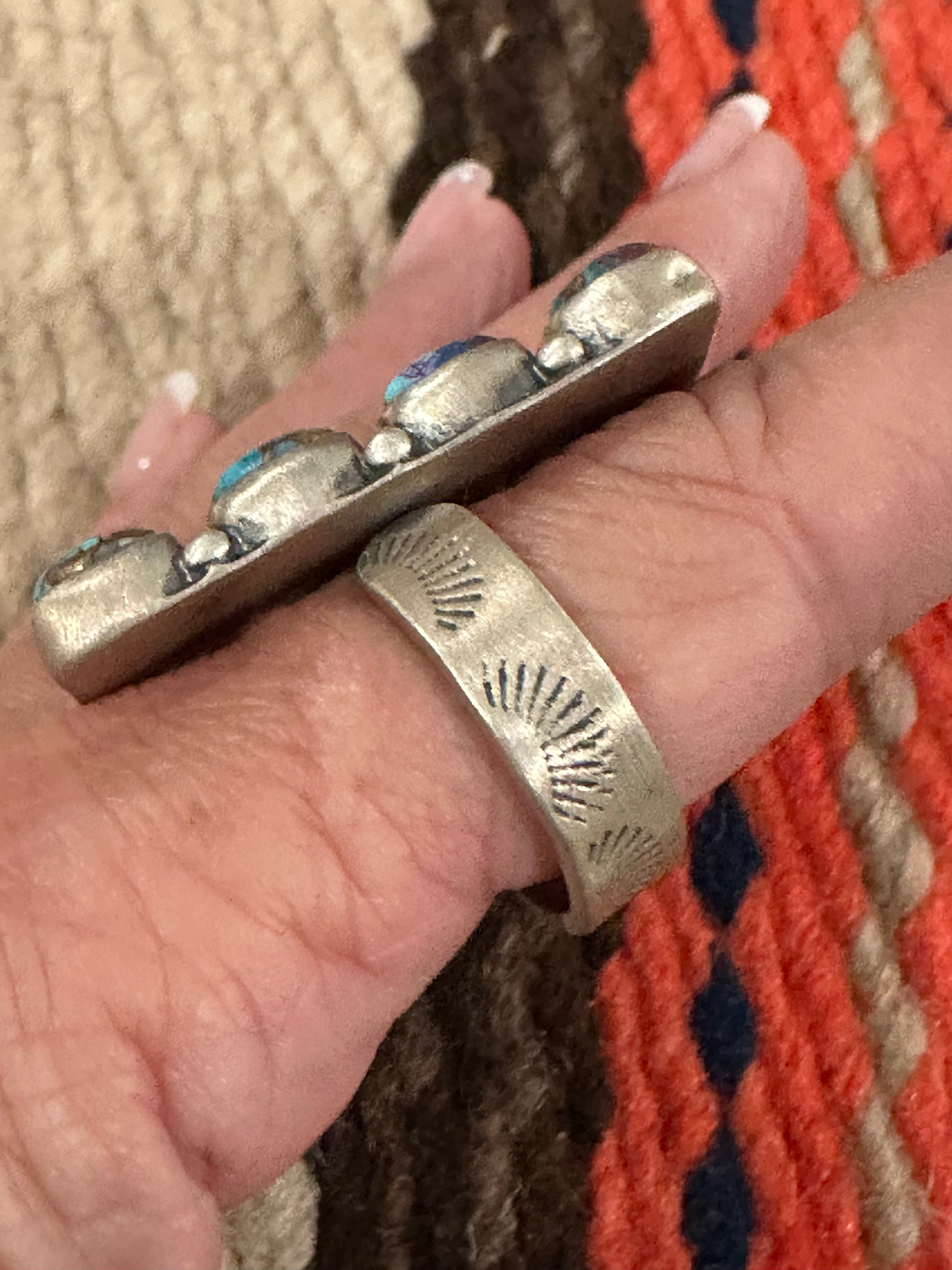 NFR COLLECTION Handmade Pink Dream & Sterling Silver Adjustable Ring Signed Nizhoni