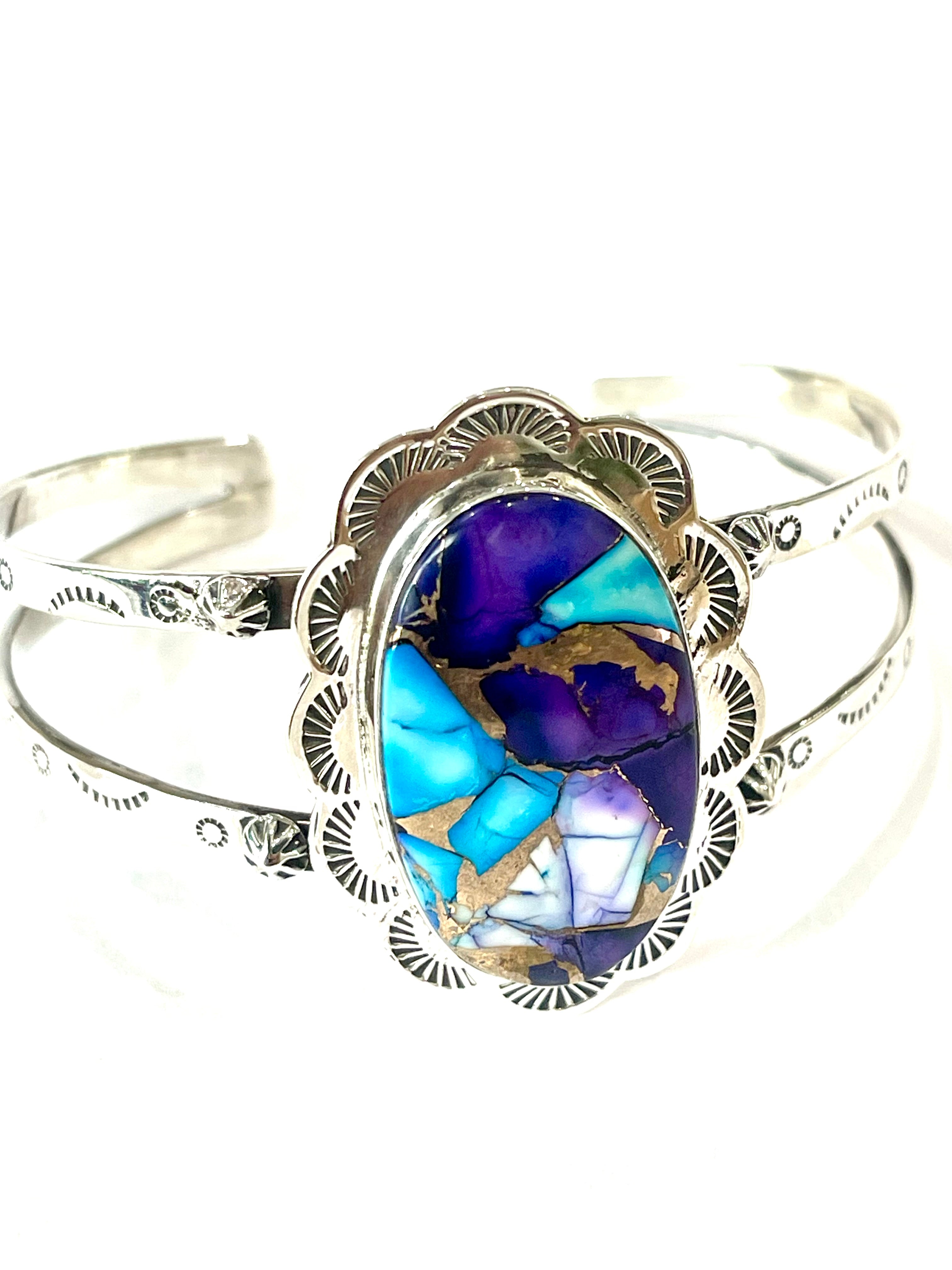 Handmade Purple Dream Mojave & Sterling Silver Cuff Bracelet
