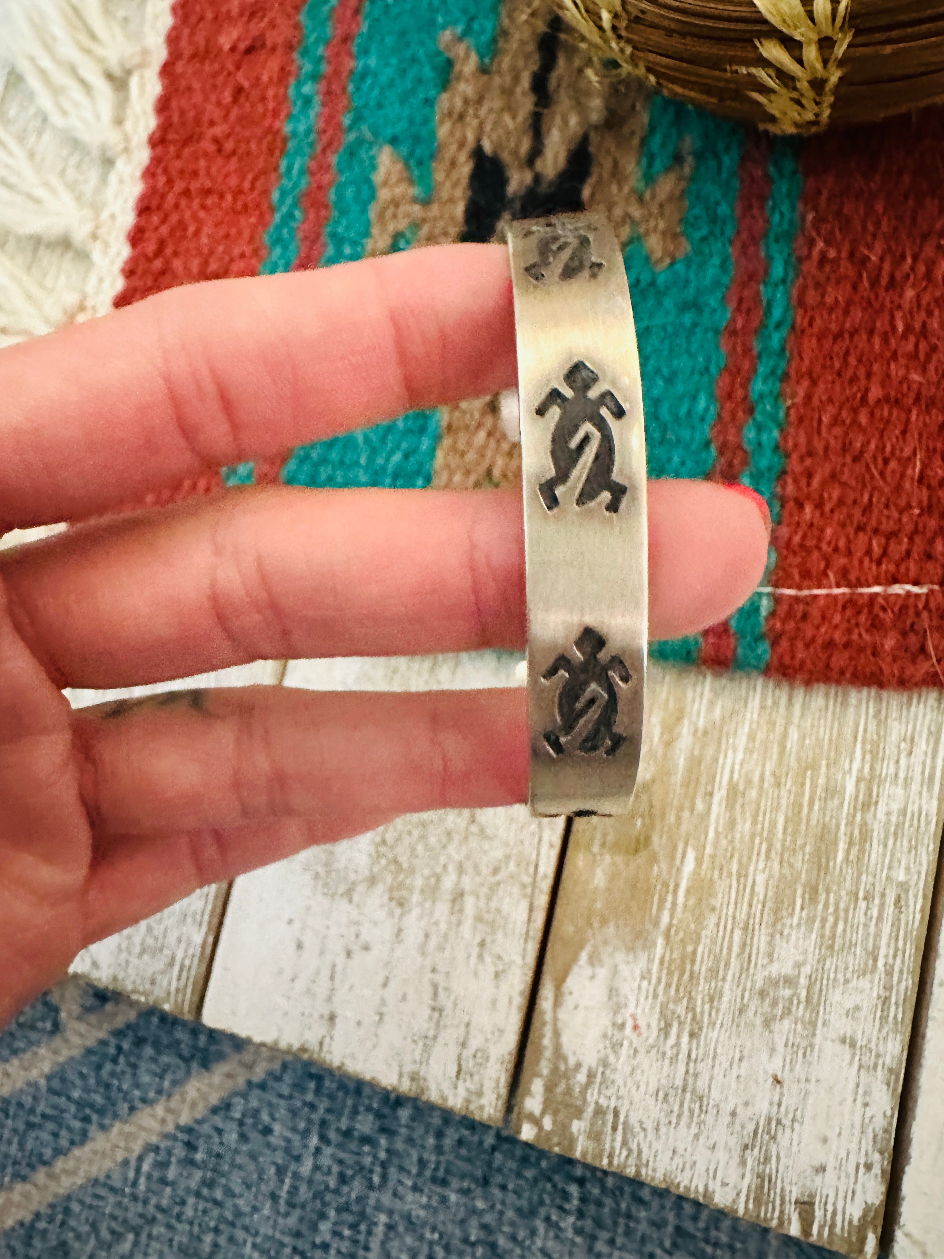 Handcrafted Hand Stamped Sterling Silver Turtle Cuff Bracelet