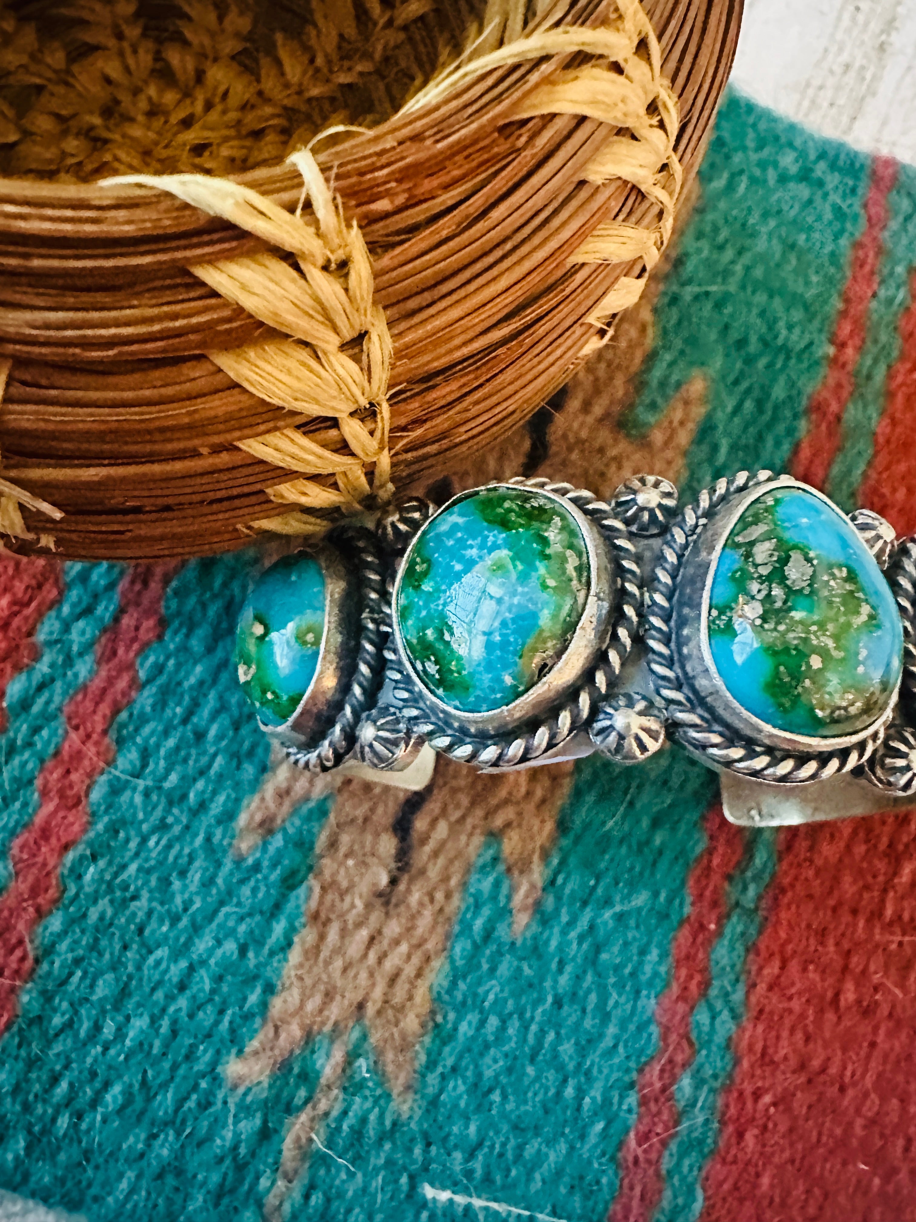 Handcrafted Sterling Silver & Sonoran Mountain Turquoise Cuff Bracelet /