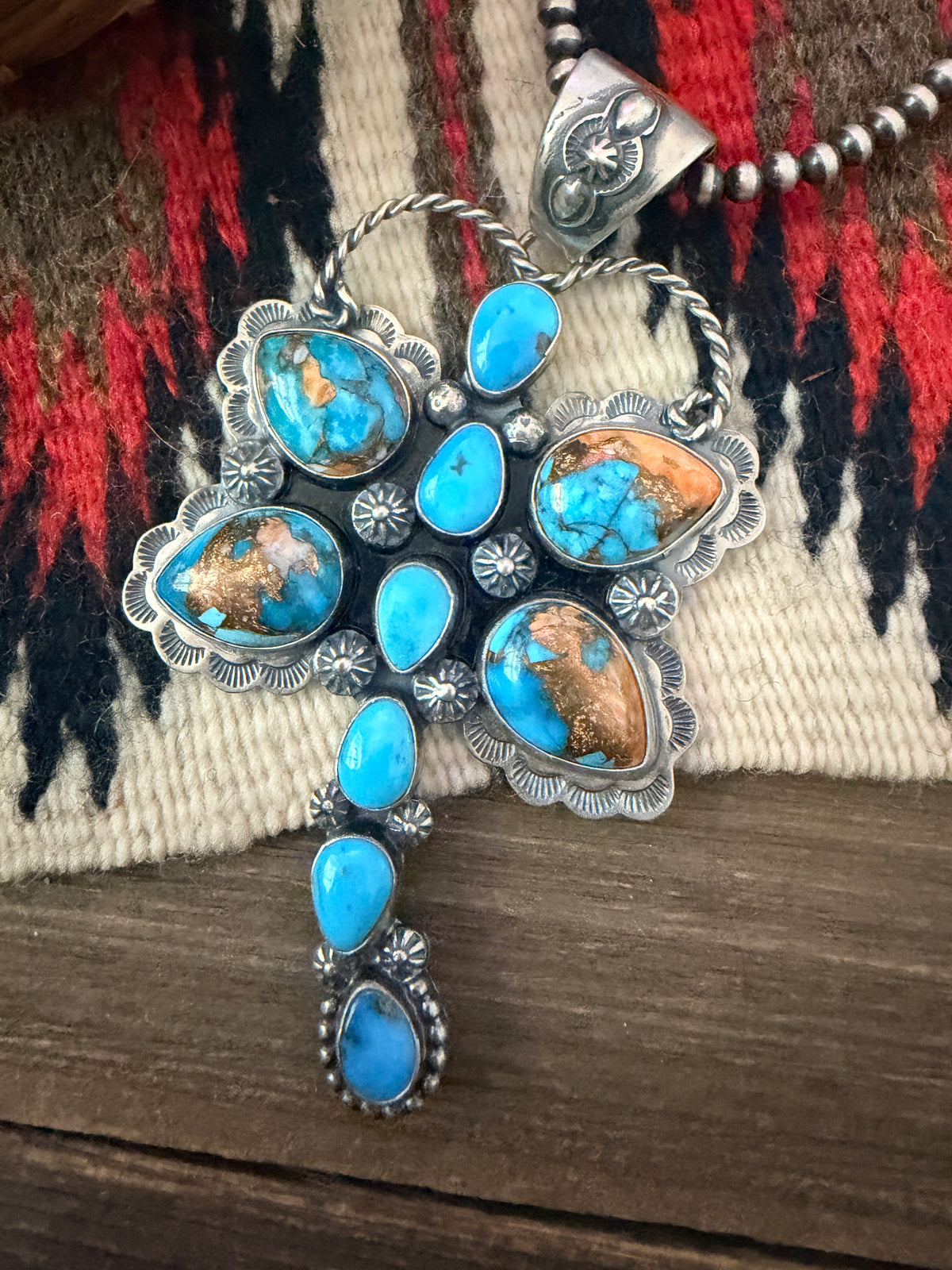 Handcrafted Sterling Silver, Spice & Turquoise Dragonfly Pendant by Alice McShirley