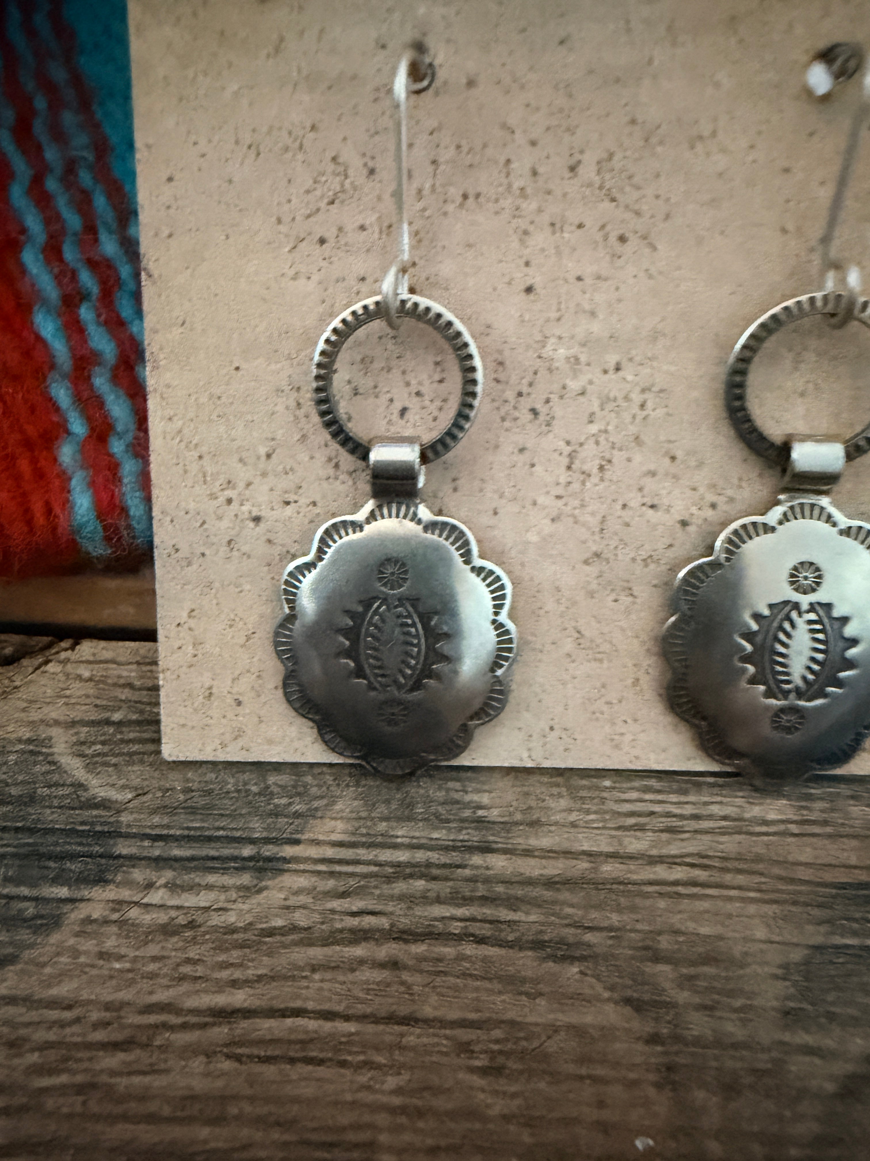 Handcrafted Sterling Silver Concho Dangle Earrings