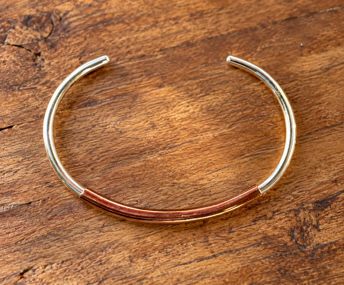 Simple Sterling Silver Cuff Bracelet w/ Copper Finish
