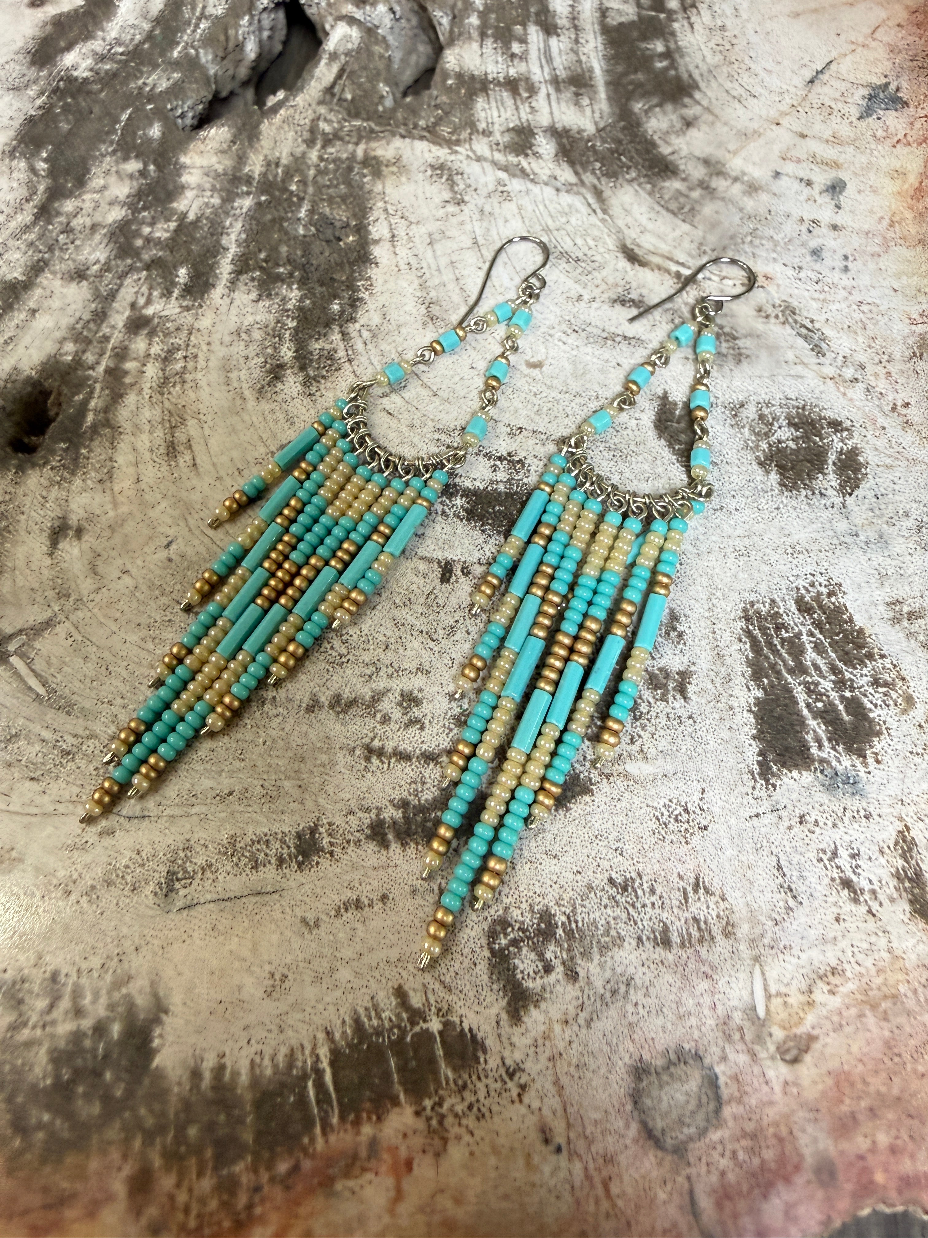 “The Golden Collection” Desert Canyon Handmade Multi Color Beaded Earrings