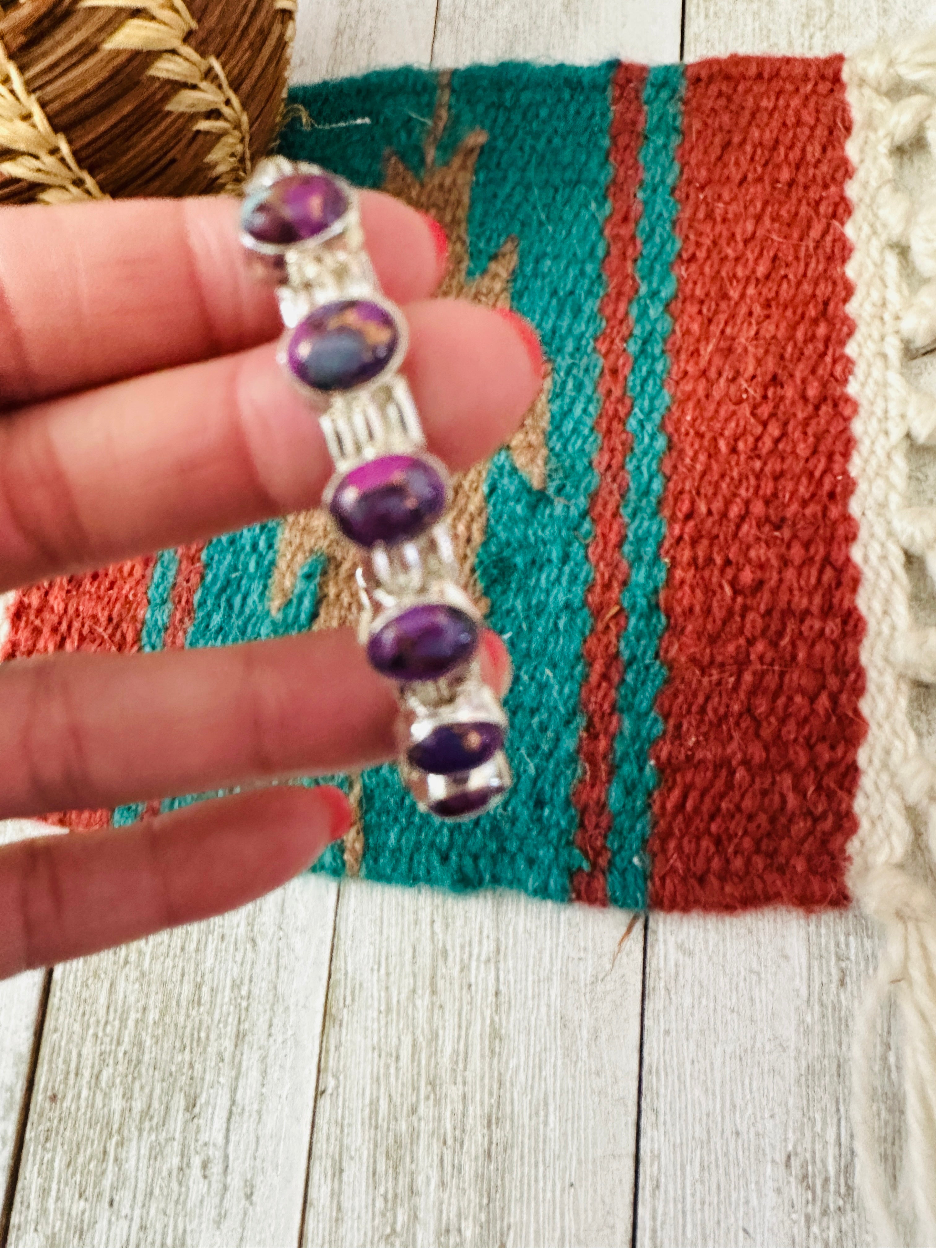 Handcrafted Sterling Silver & Purple Mojave Cuff Bracelet