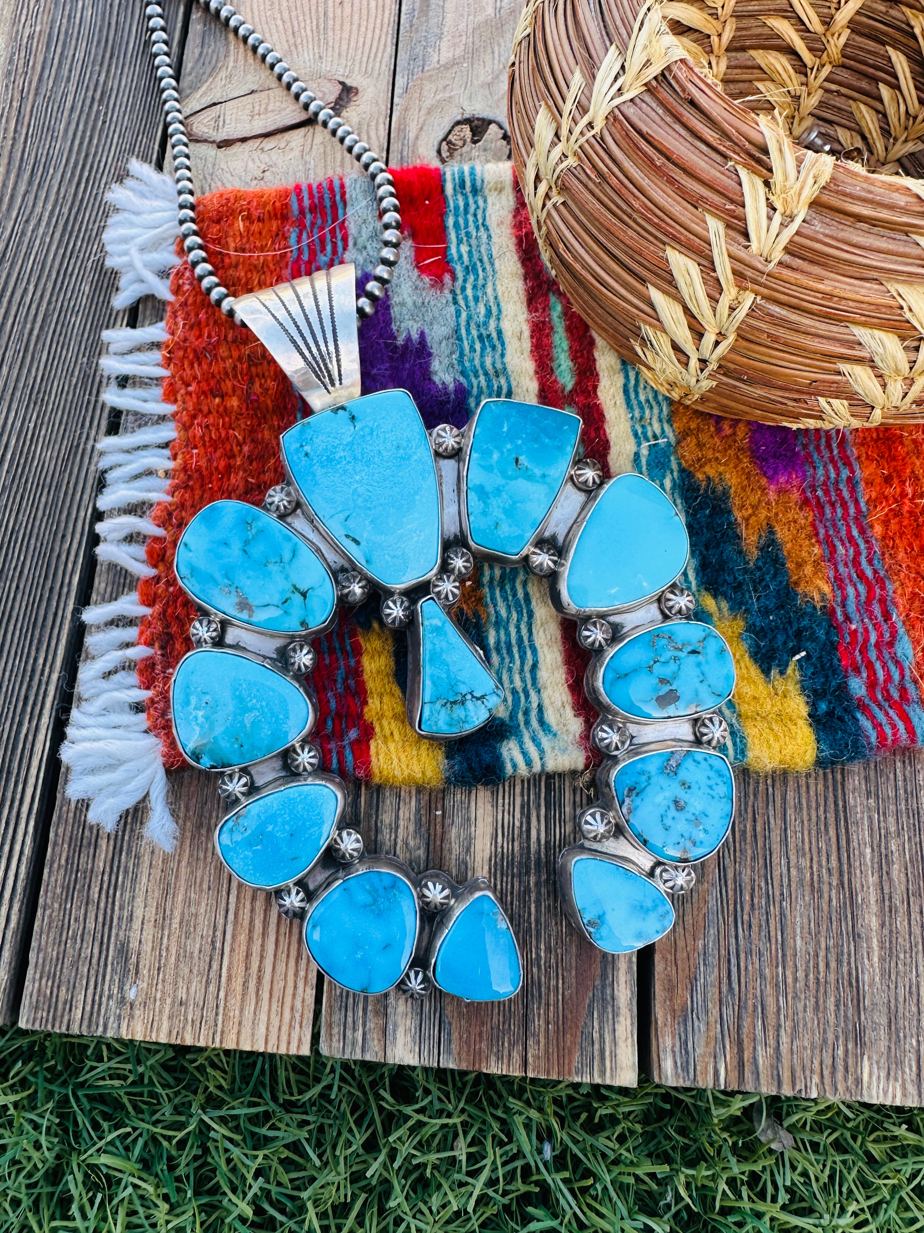 Handcrafted Sterling Silver & Turquoise Jumbo Naja Pendant