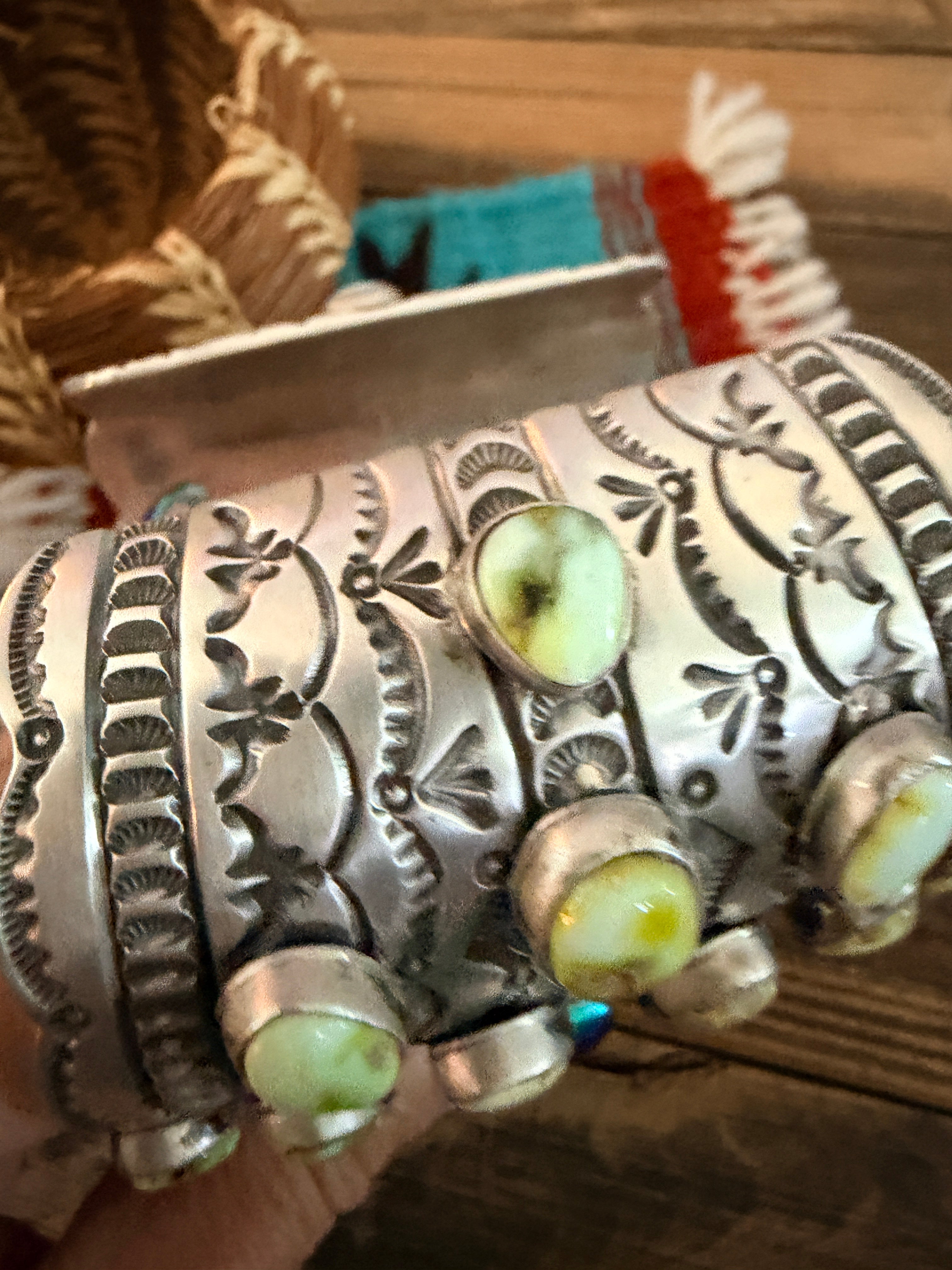 Handcrafted Palomino Turquoise & Sterling Silver Cuff Bracelet by Leroy James