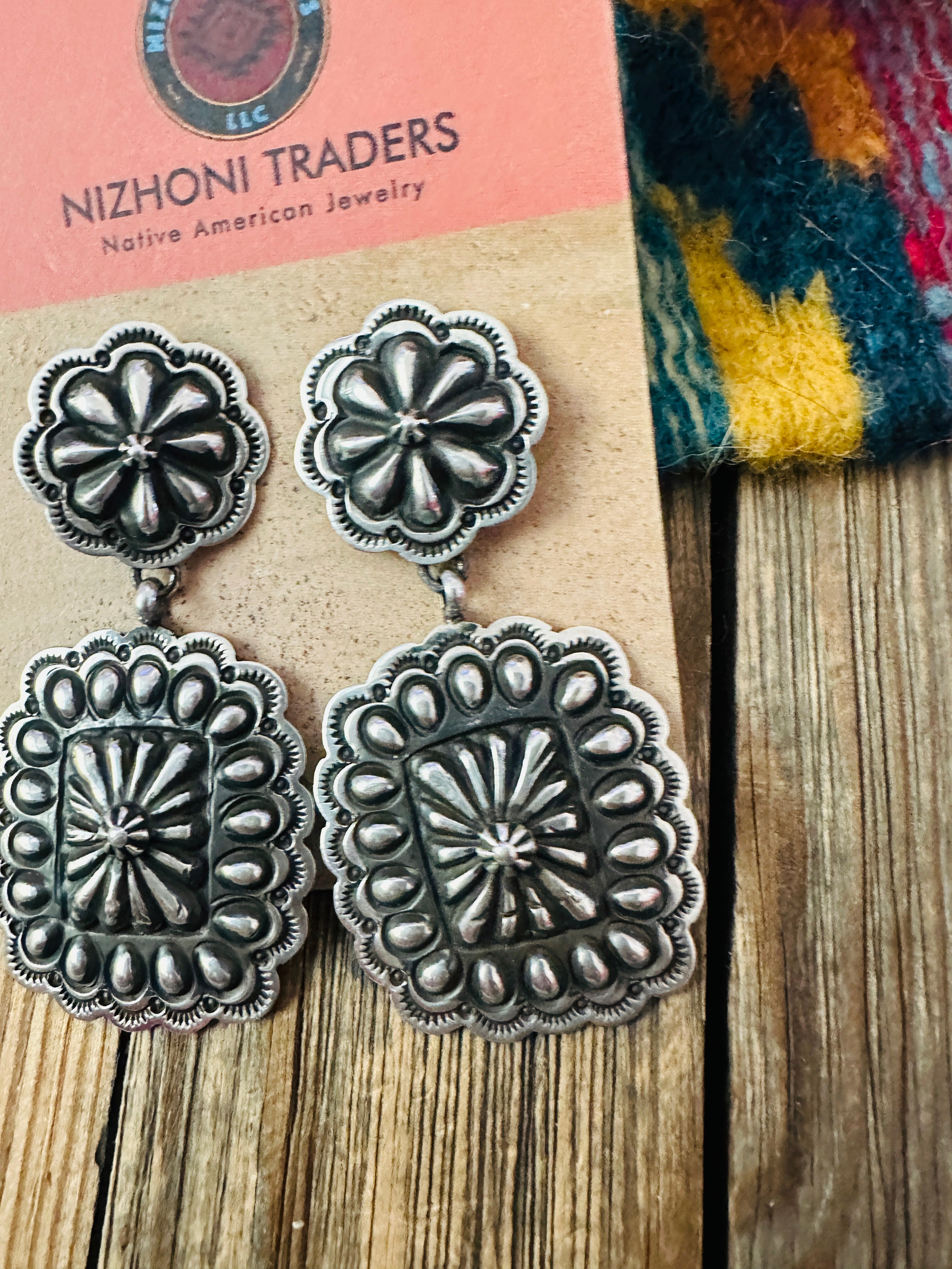 Handcrafted Sterling Silver Concho Dangle Earrings