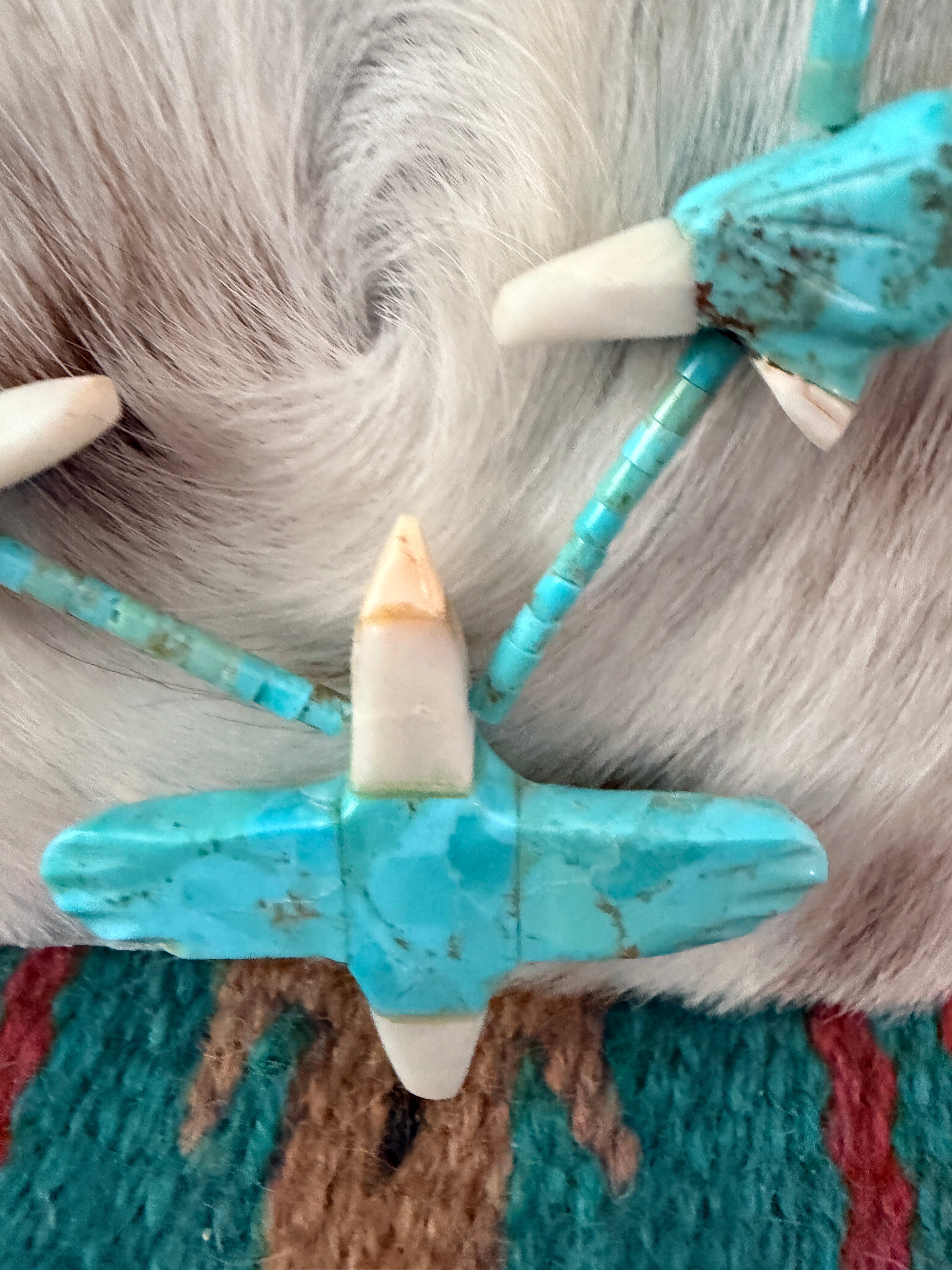 Old Pawn Handcrafted Multi Stone Fetish Eagle Beaded 30” Necklace