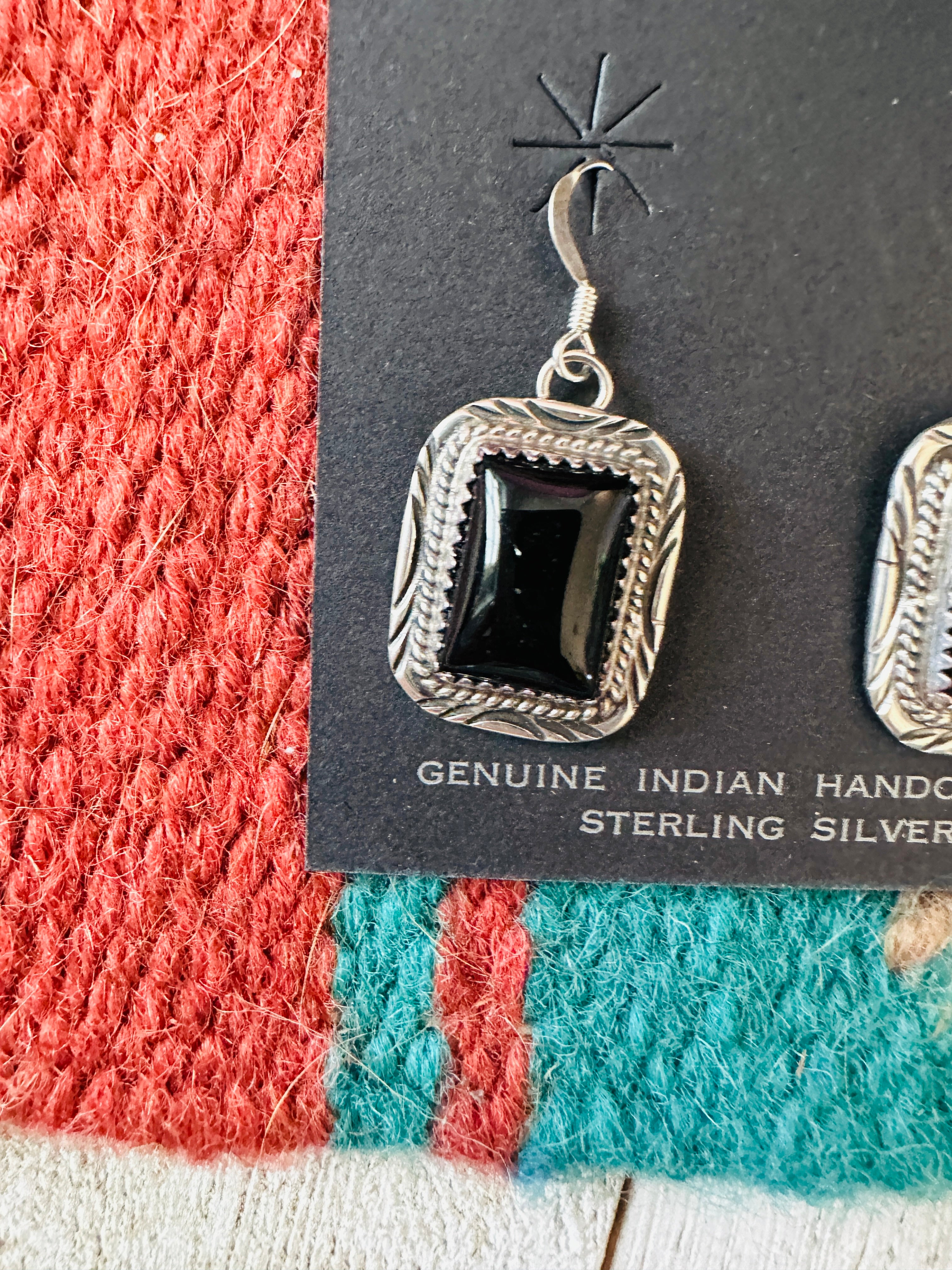 Handcrafted Onyx & Sterling Silver Dangle Earrings