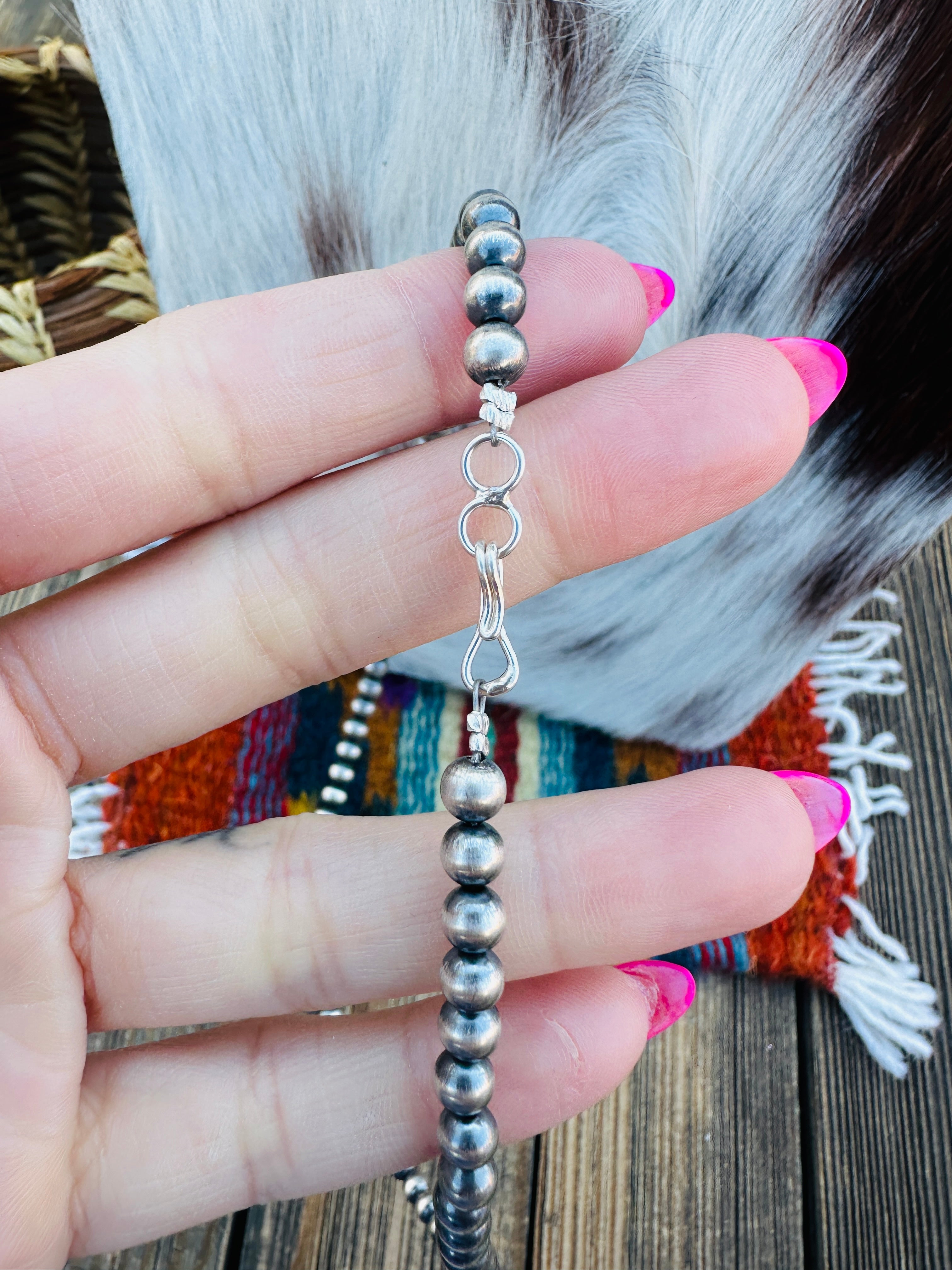 Handcrafted Turquoise & Sterling Silver Beaded Blossom Necklace